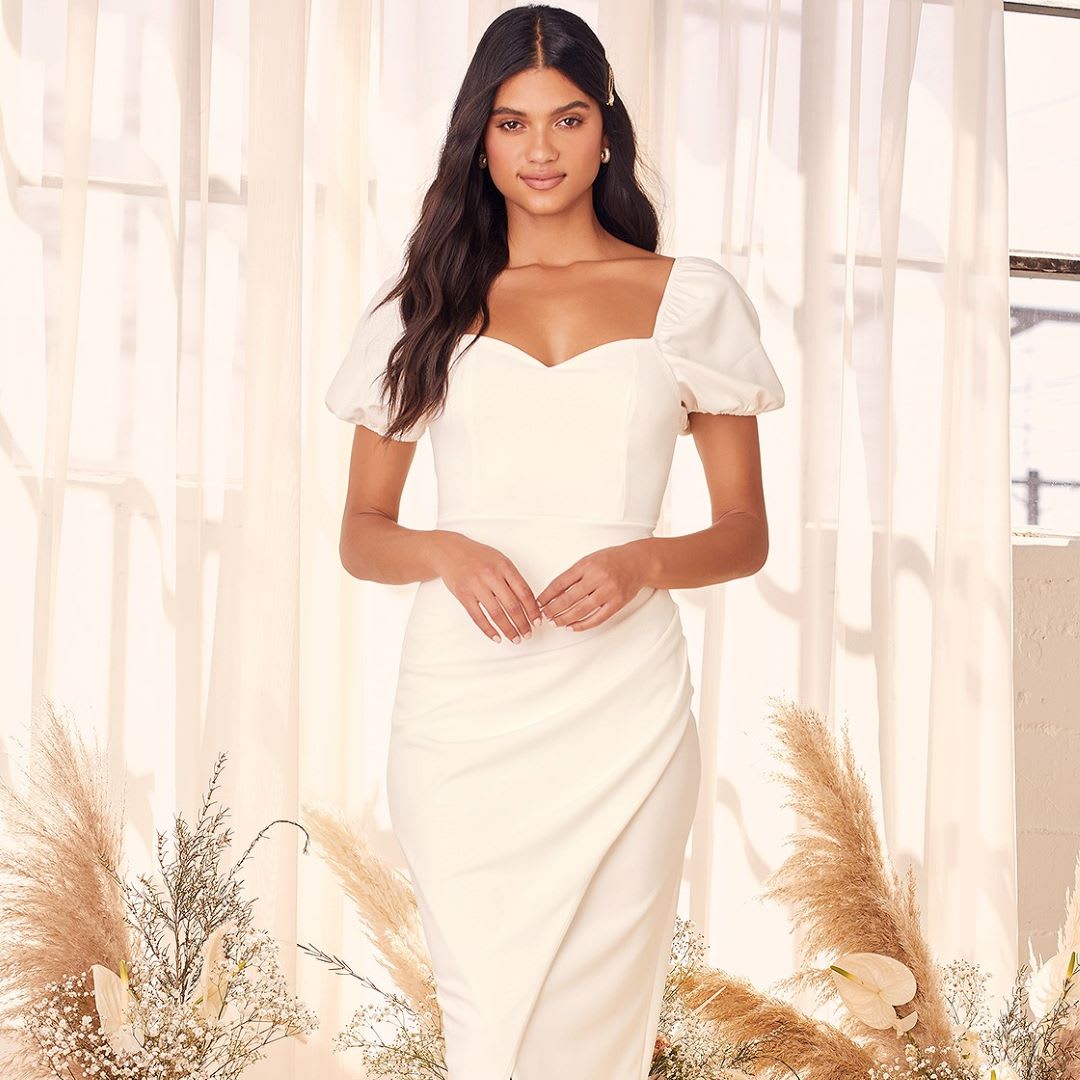 white puff sleeve maxi dress