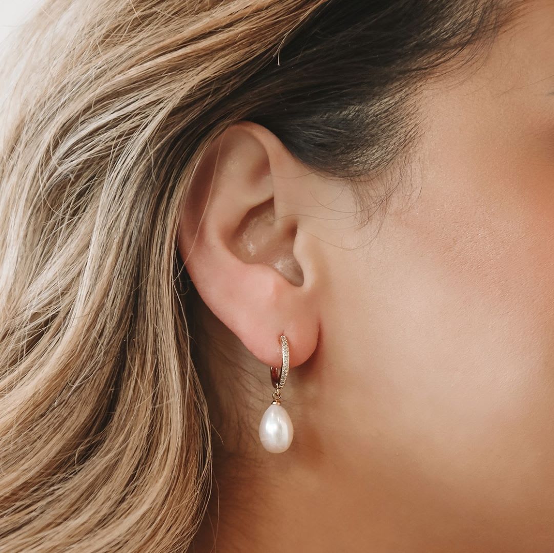 mini pearl hoop earrings