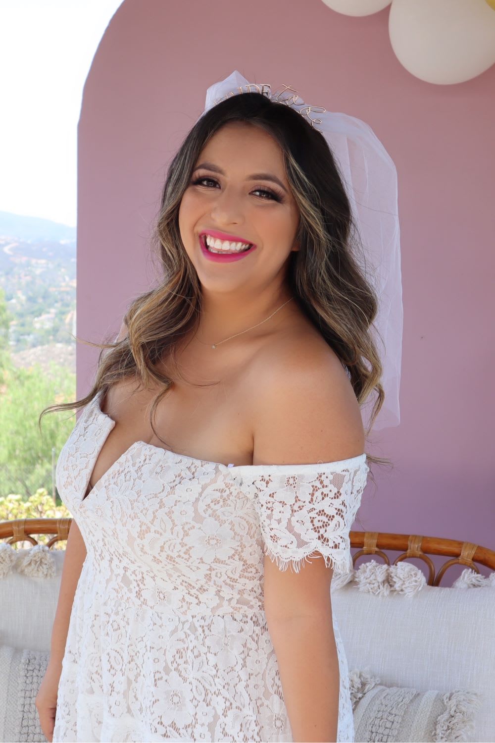wihte lace off the shoulder midi dress