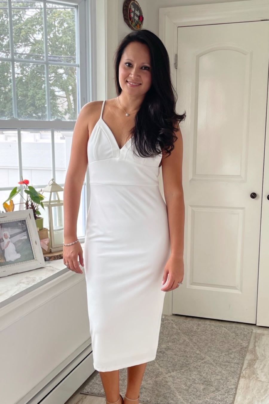 white midi dress
