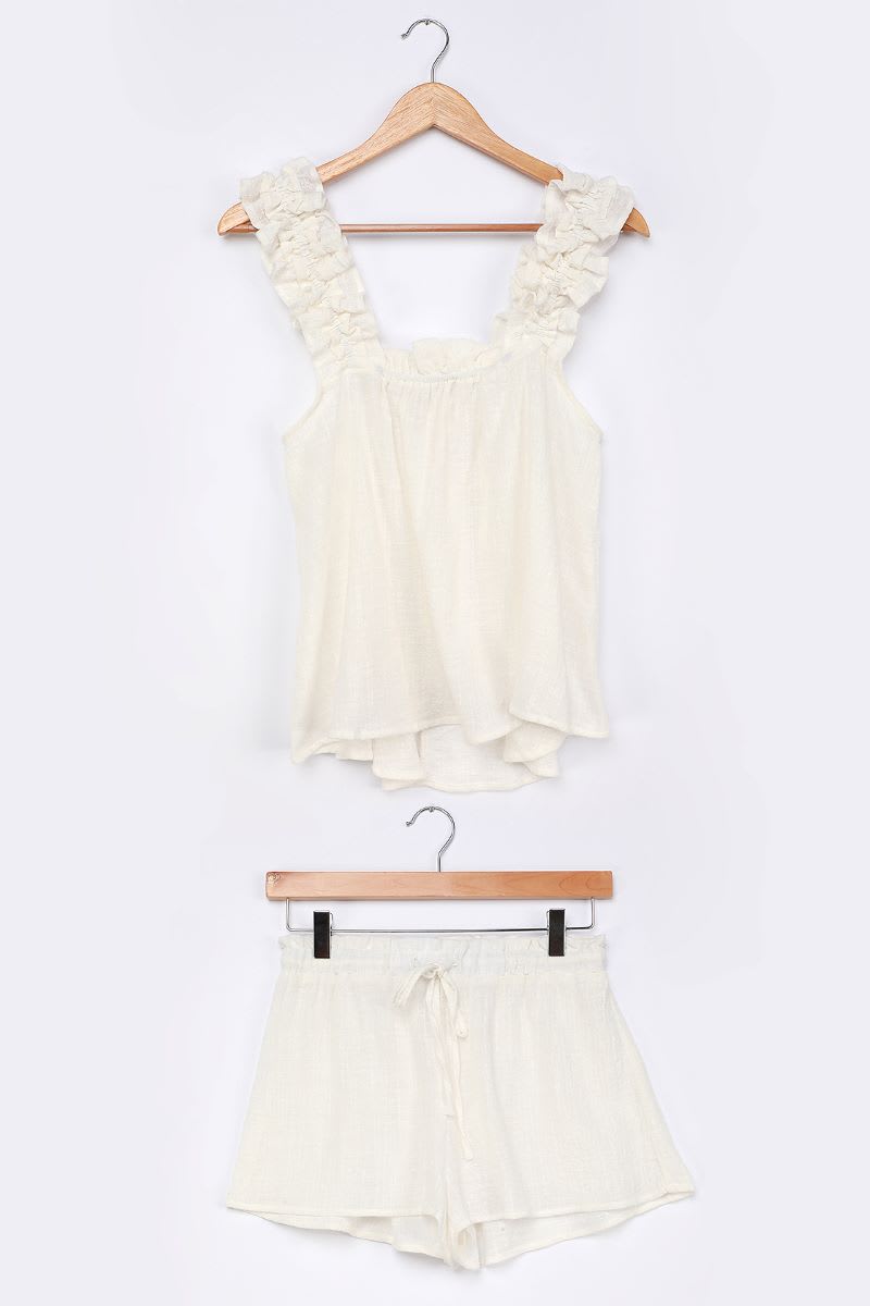 ivory two piece pajama set for honeymoon