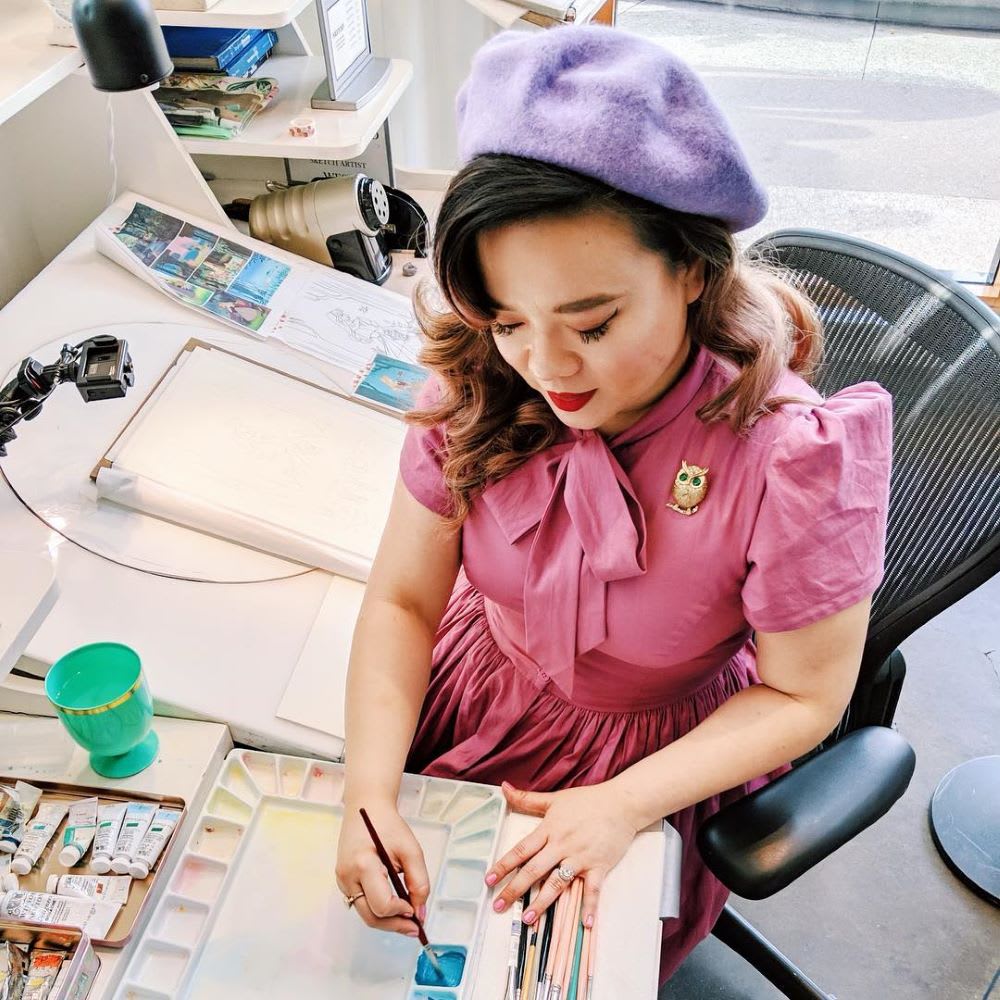 ann shen, working on illustrations of inspiring women changing the world