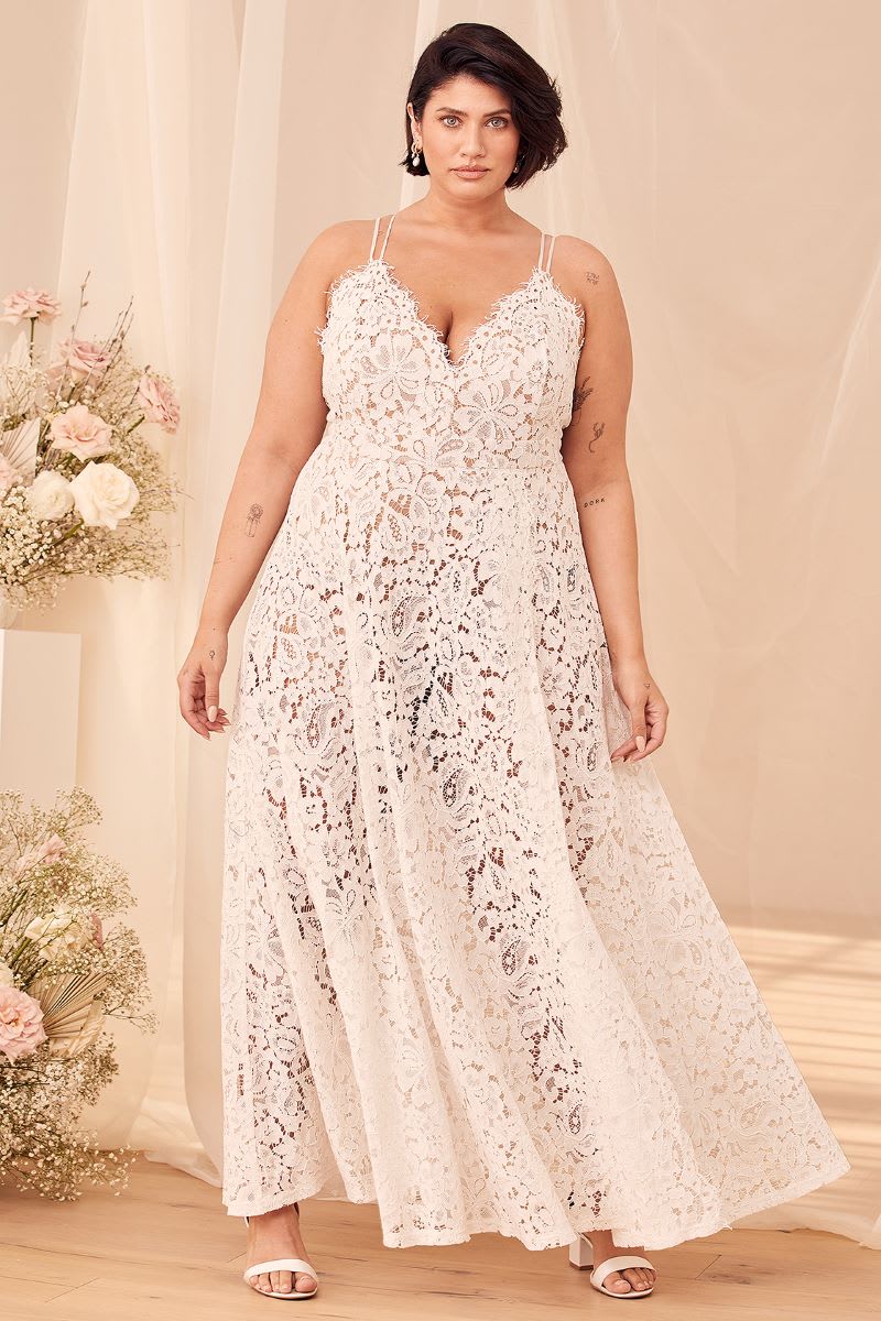 white lace backless maxi dress