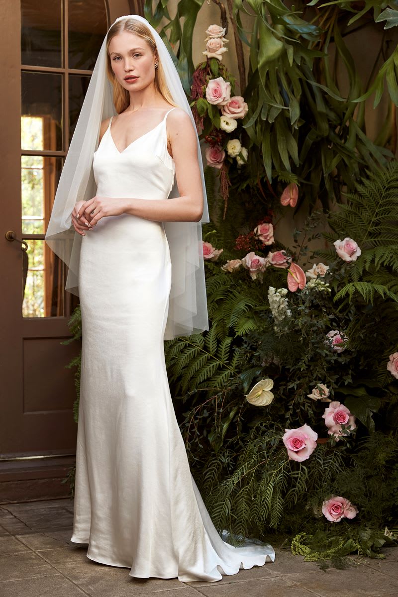 white satin mermaid maxi dress