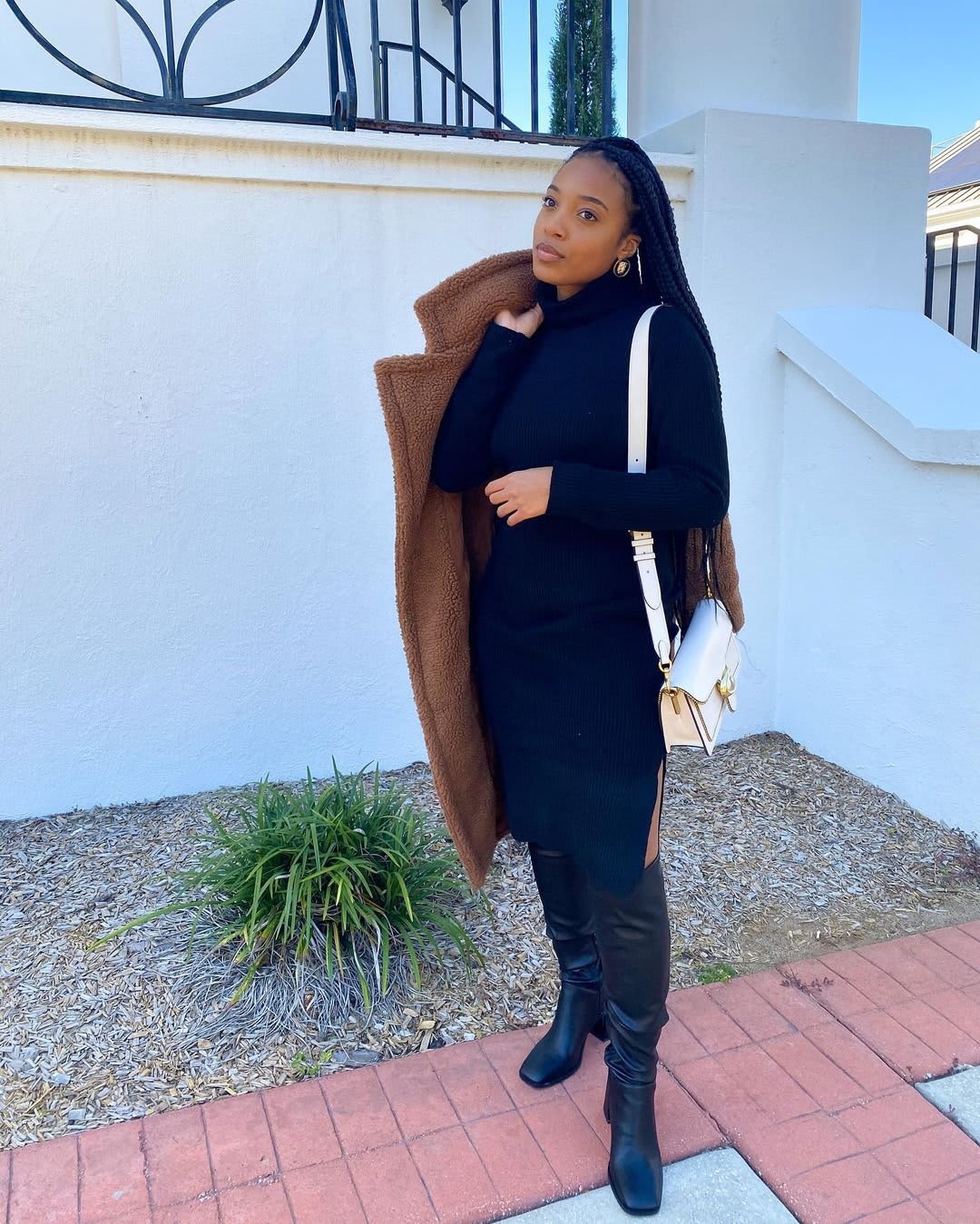 Sweater dress and boots sales