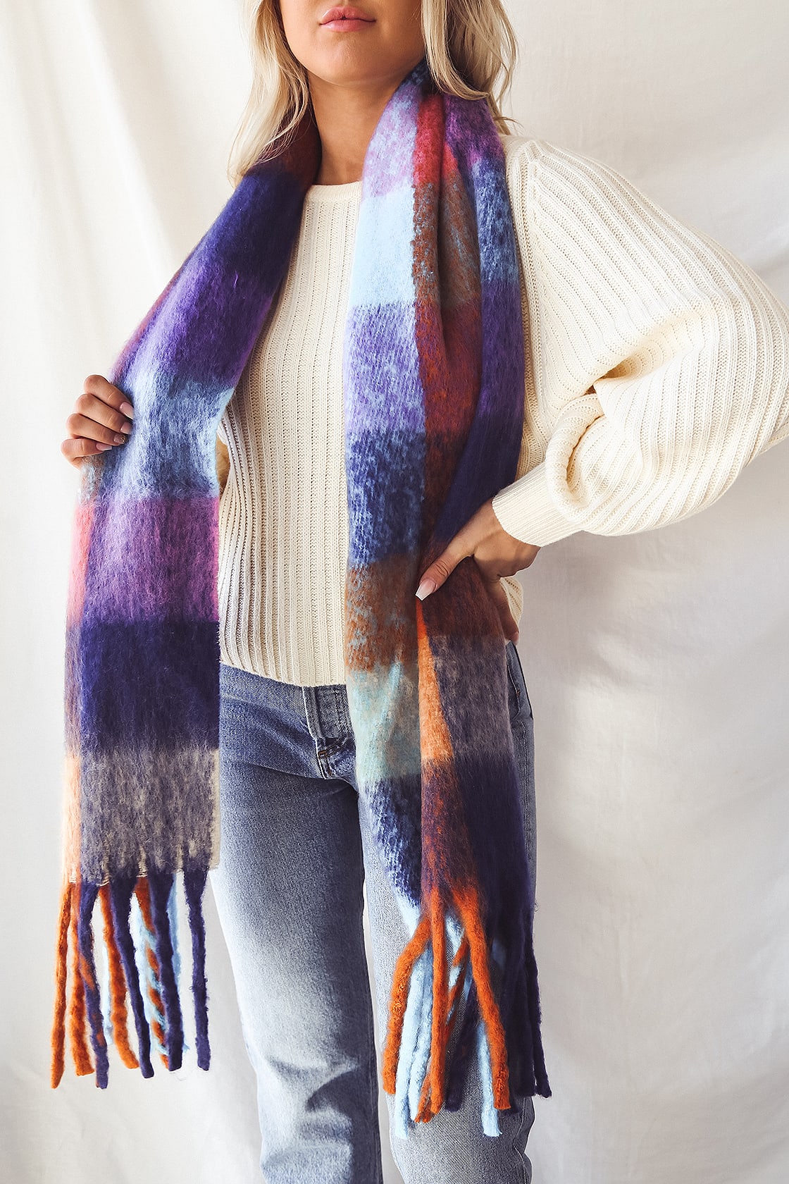 blue multi oversized scarf