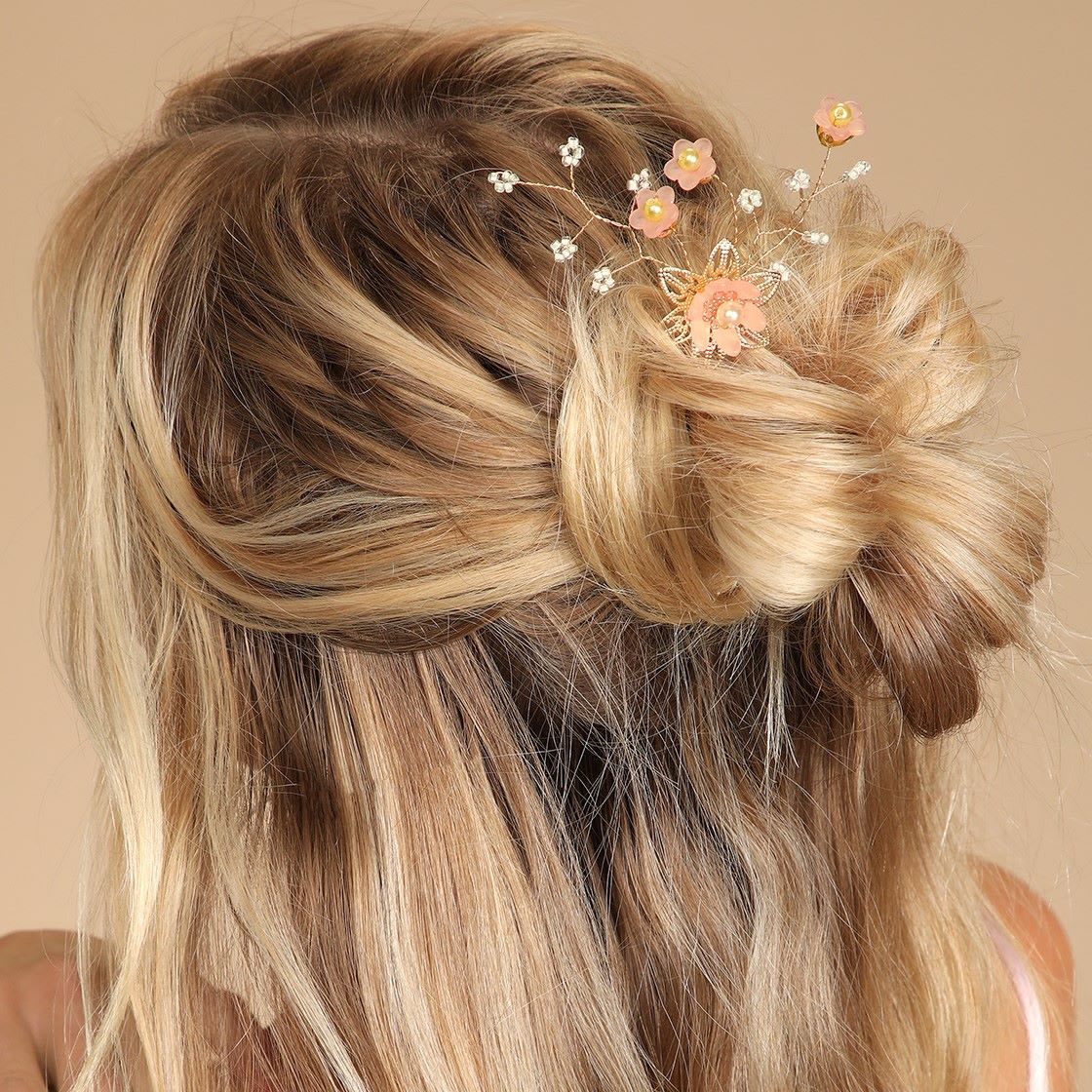 pink flower hair pin