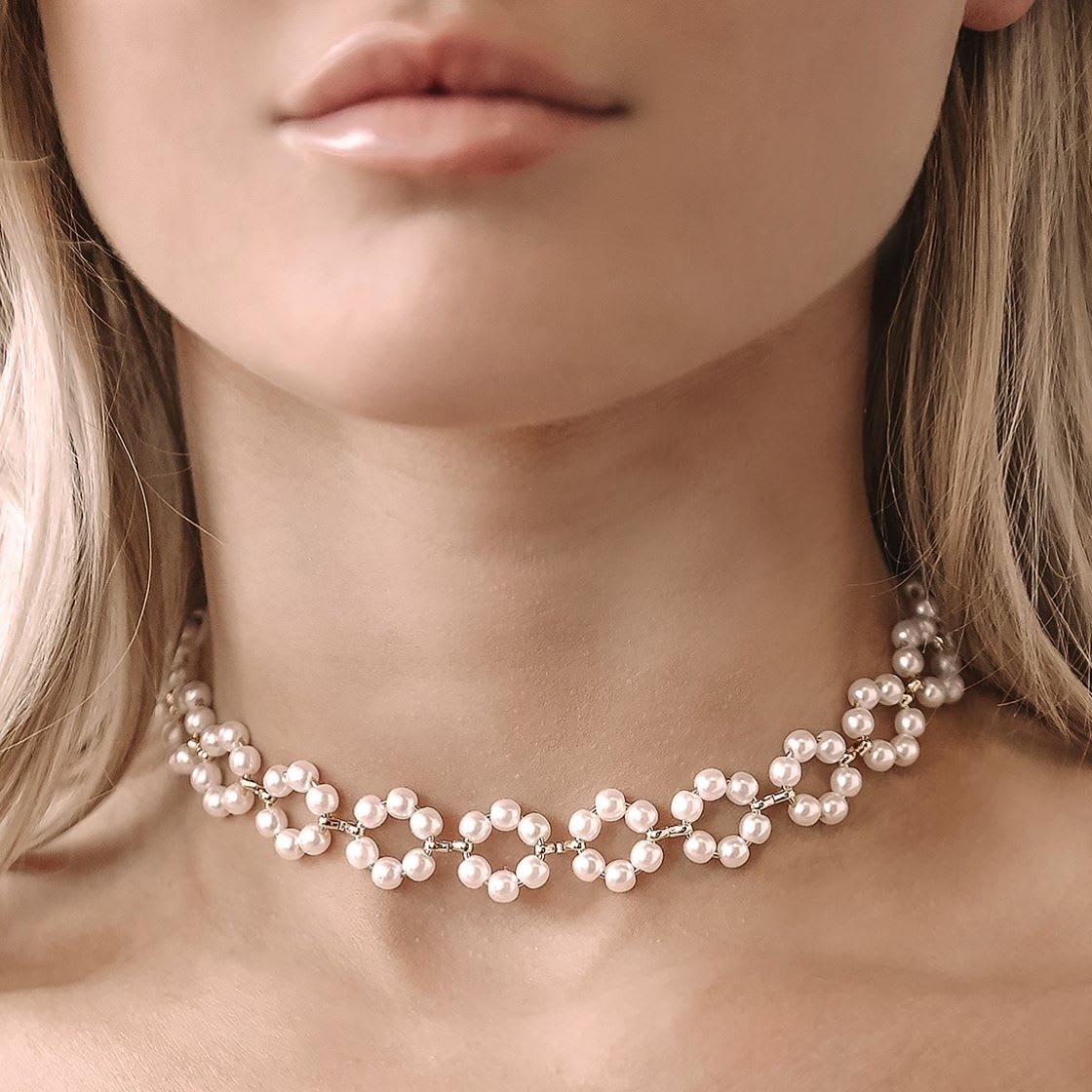 gold pearl choker necklace