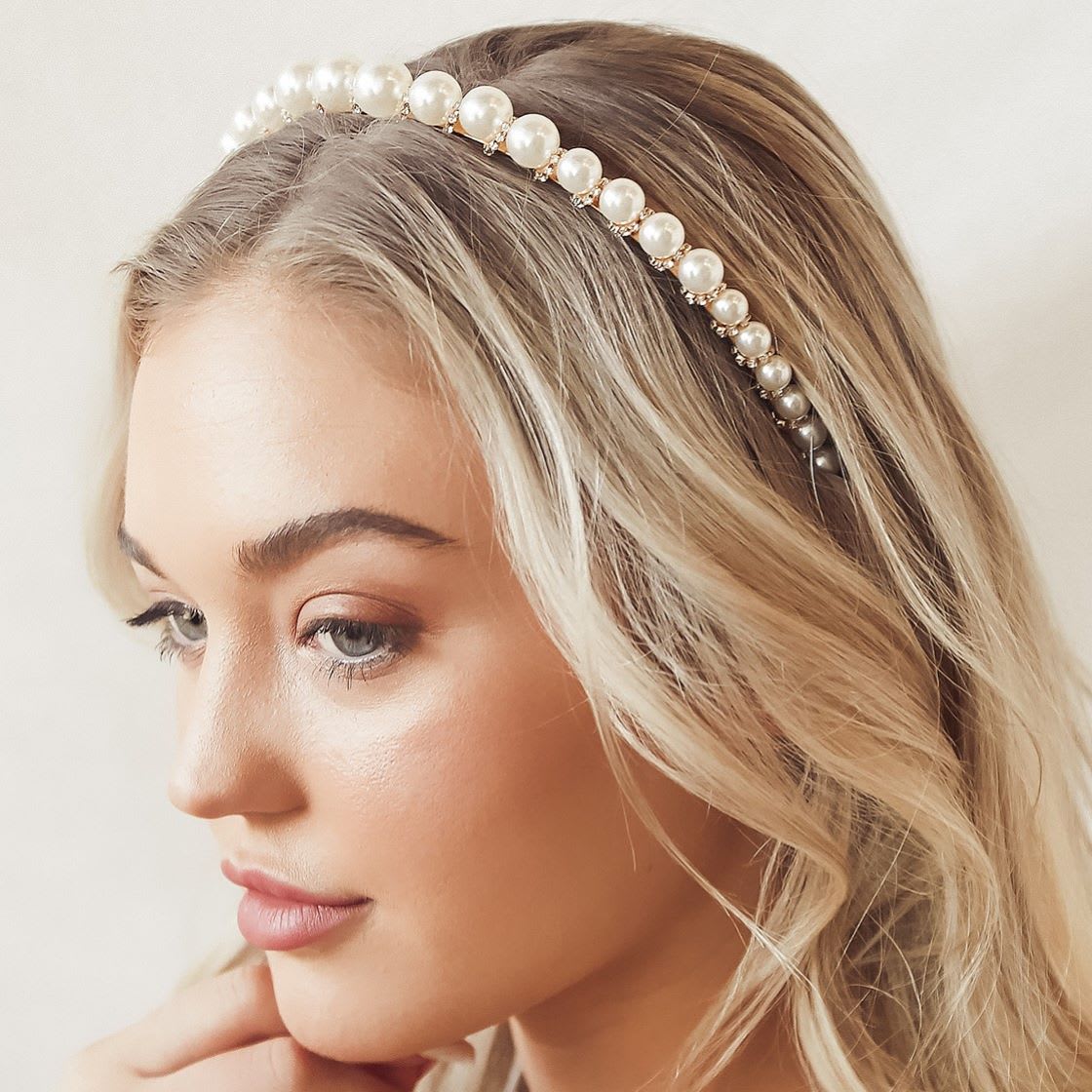 gold and pearl headband