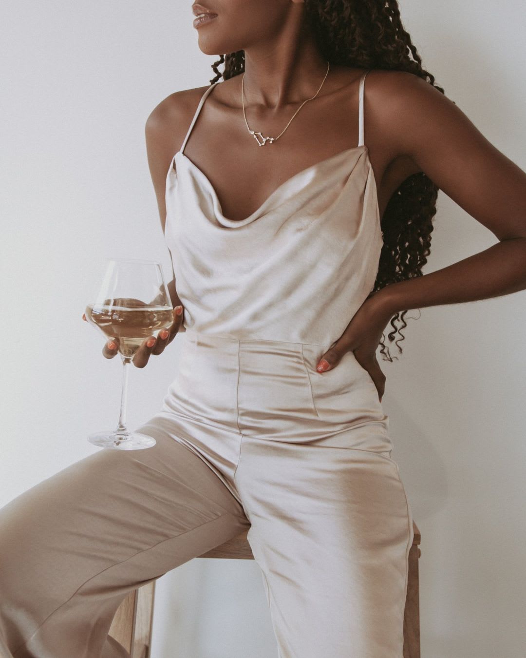 champagne satin bridal jumpsuit