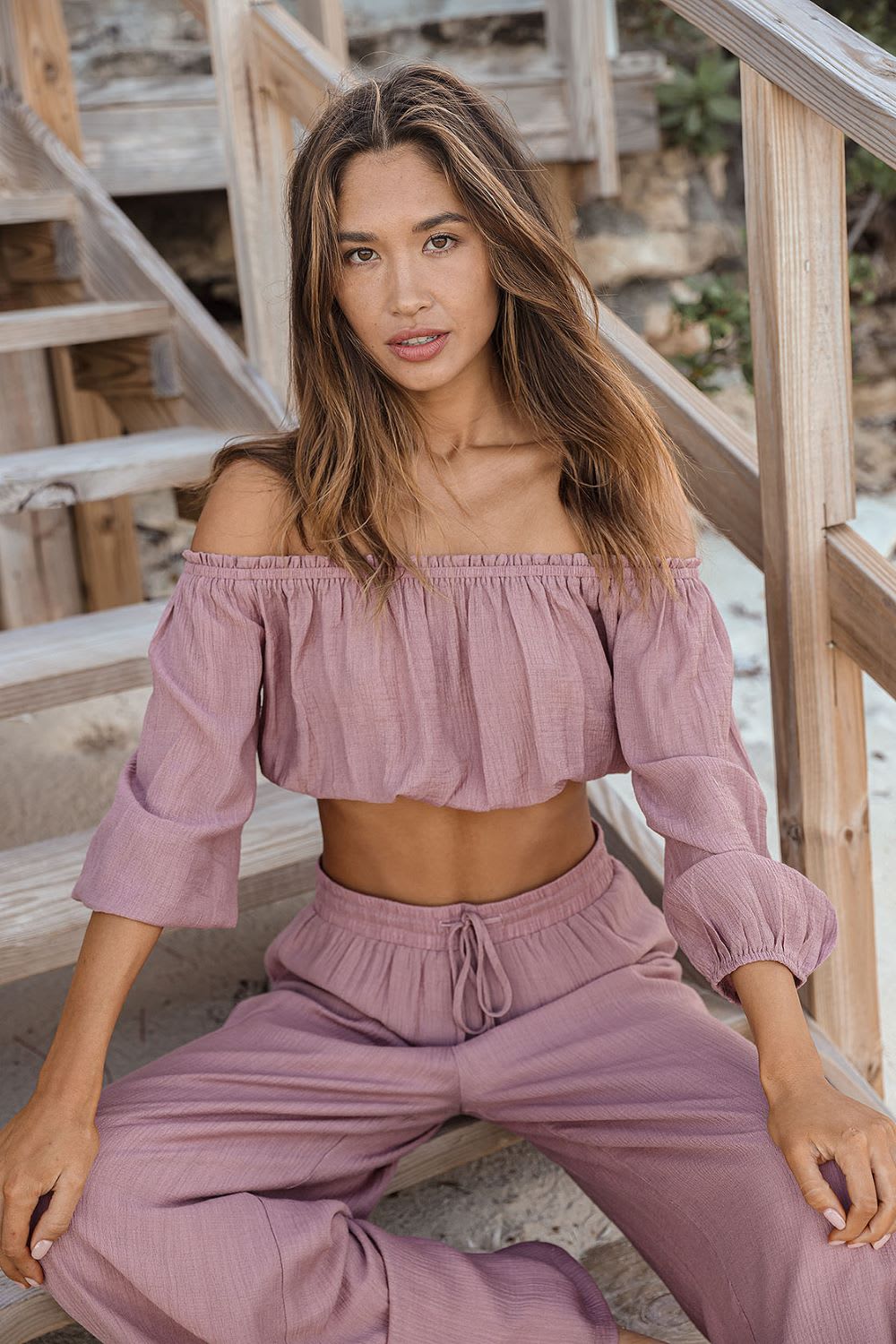 mauve two piece jumpsuit