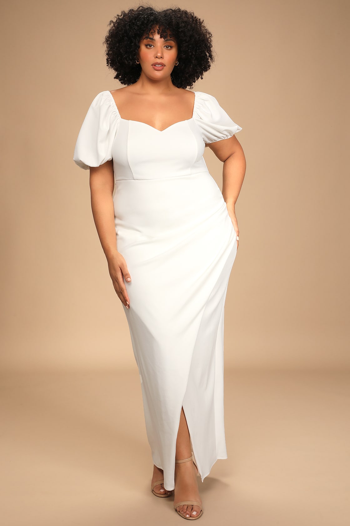 white puff sleeve maxi dress