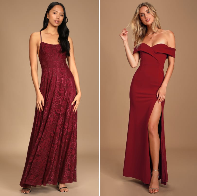 burgundy maxi dresses