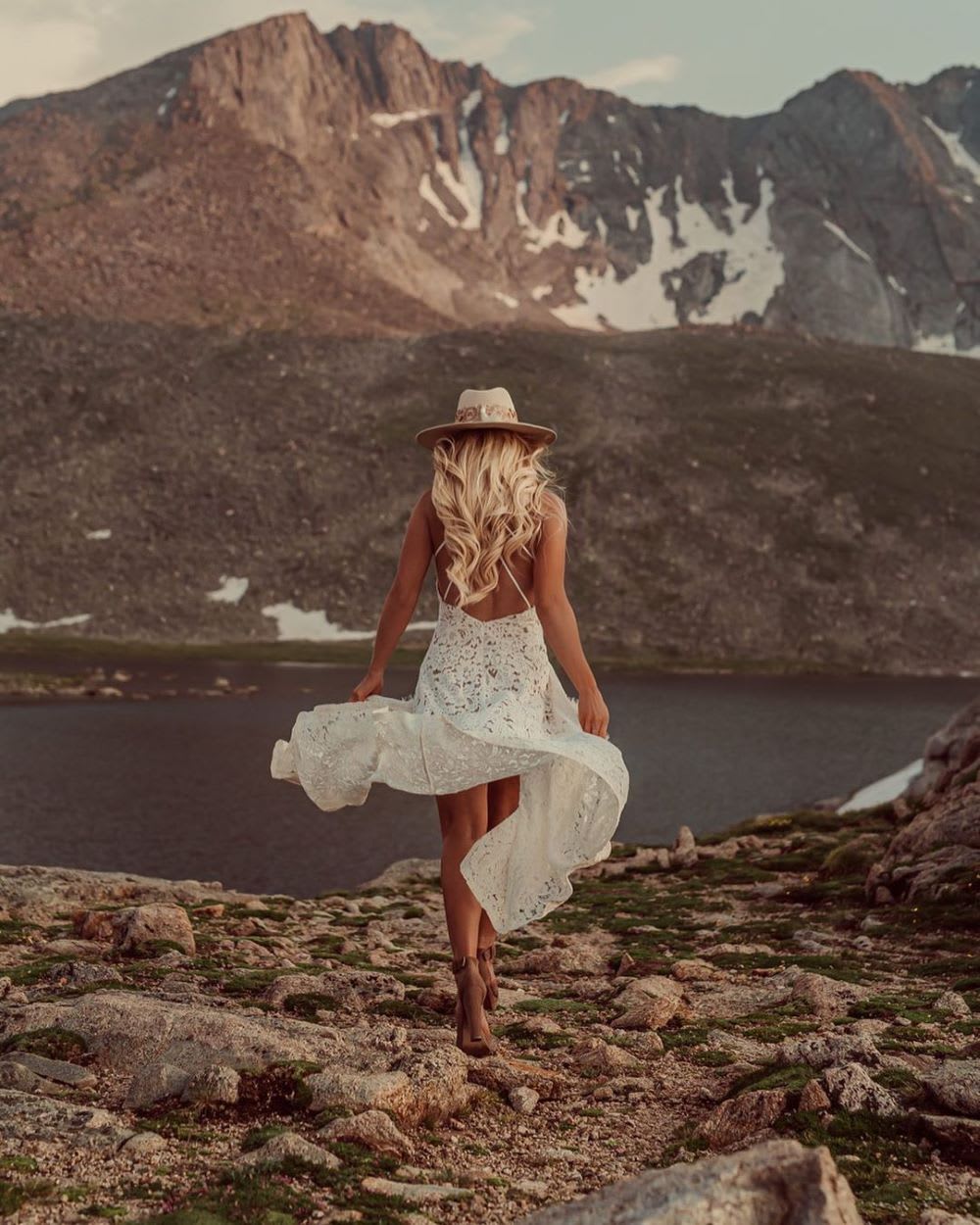 white lace backless maxi dress