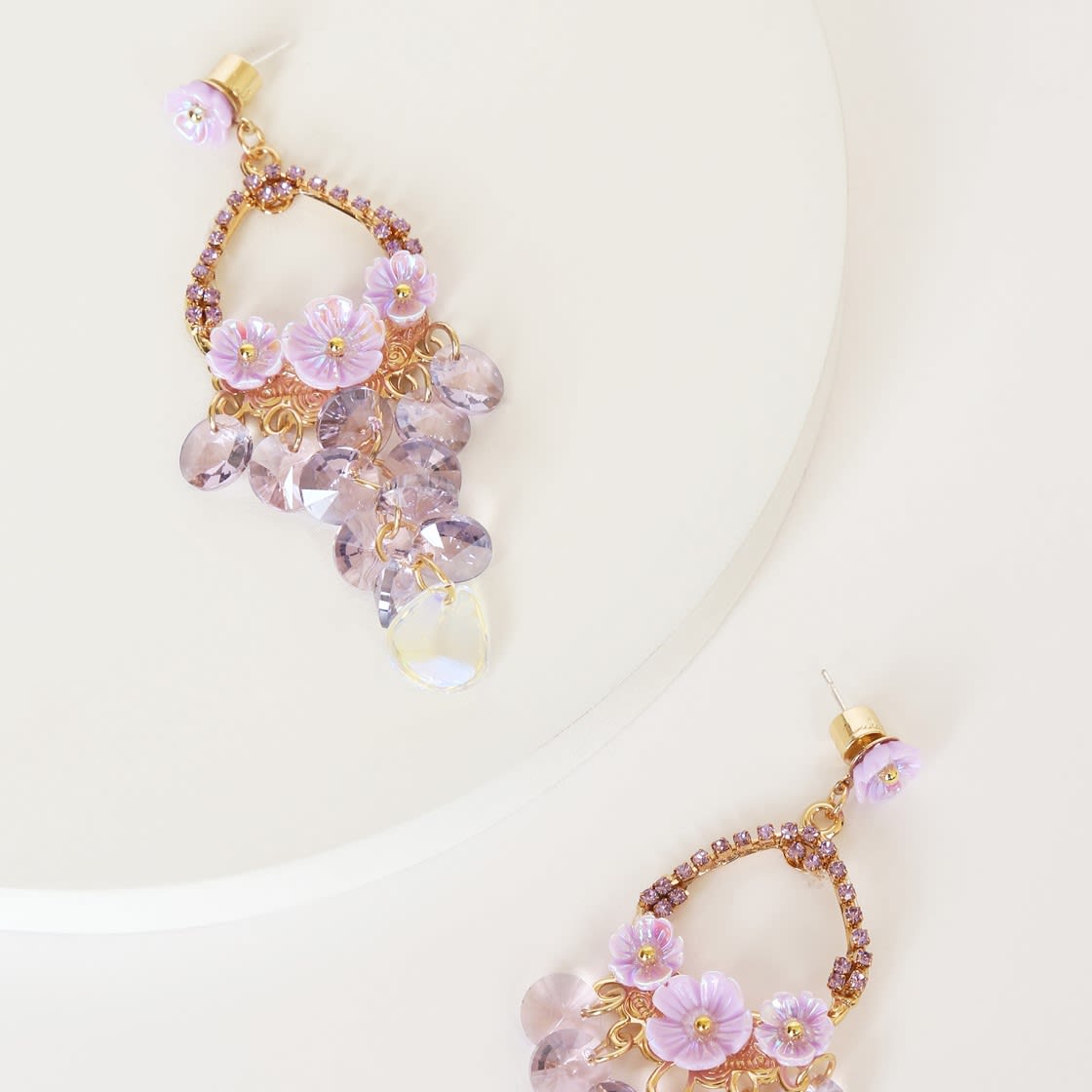 purple rhinestone statement earrings