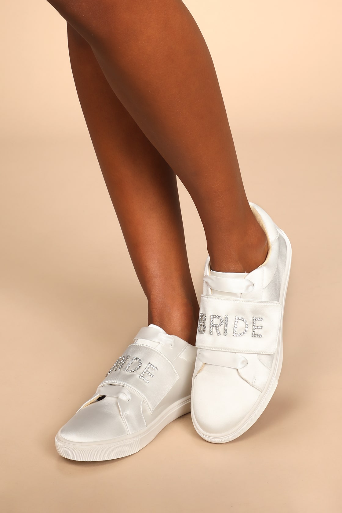 satin rhinestone bride sneakers