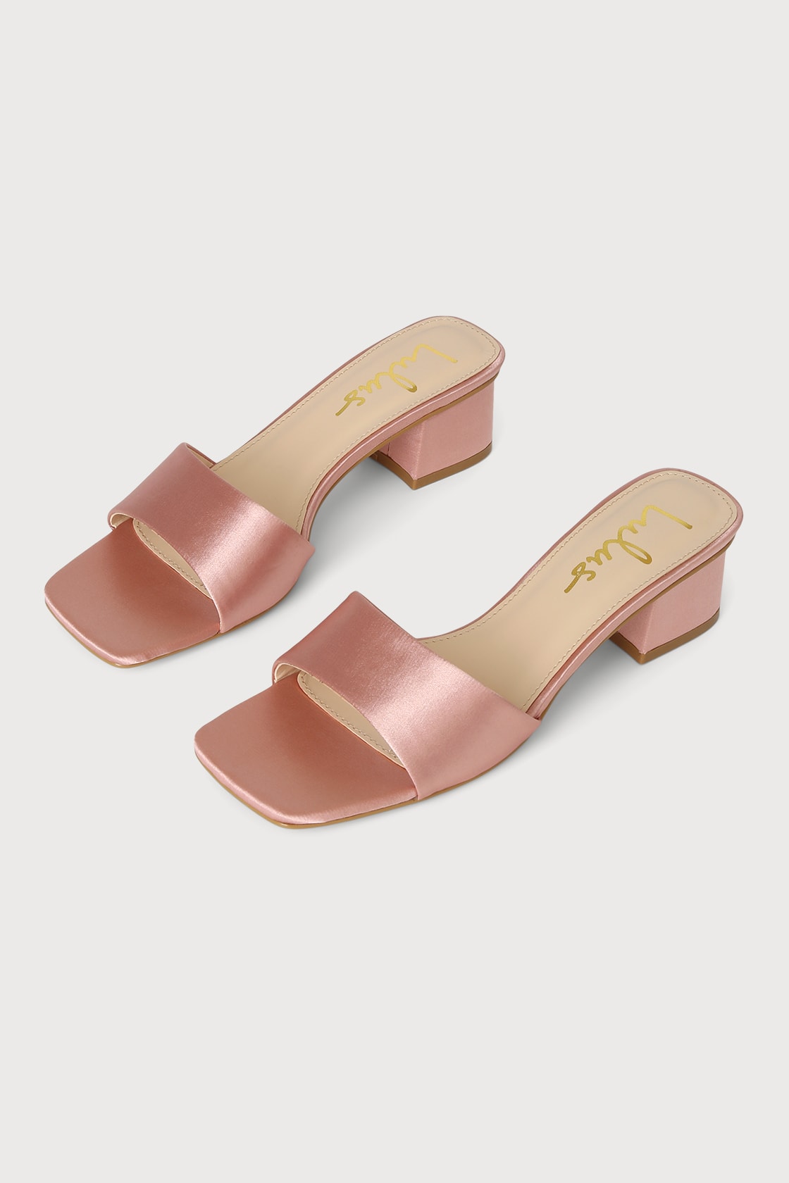 blush satin slide sandals