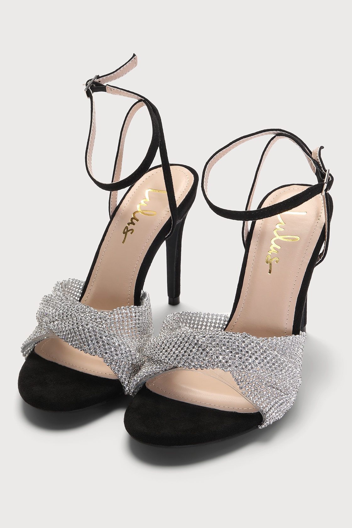black rhinestone ankle strap sandals