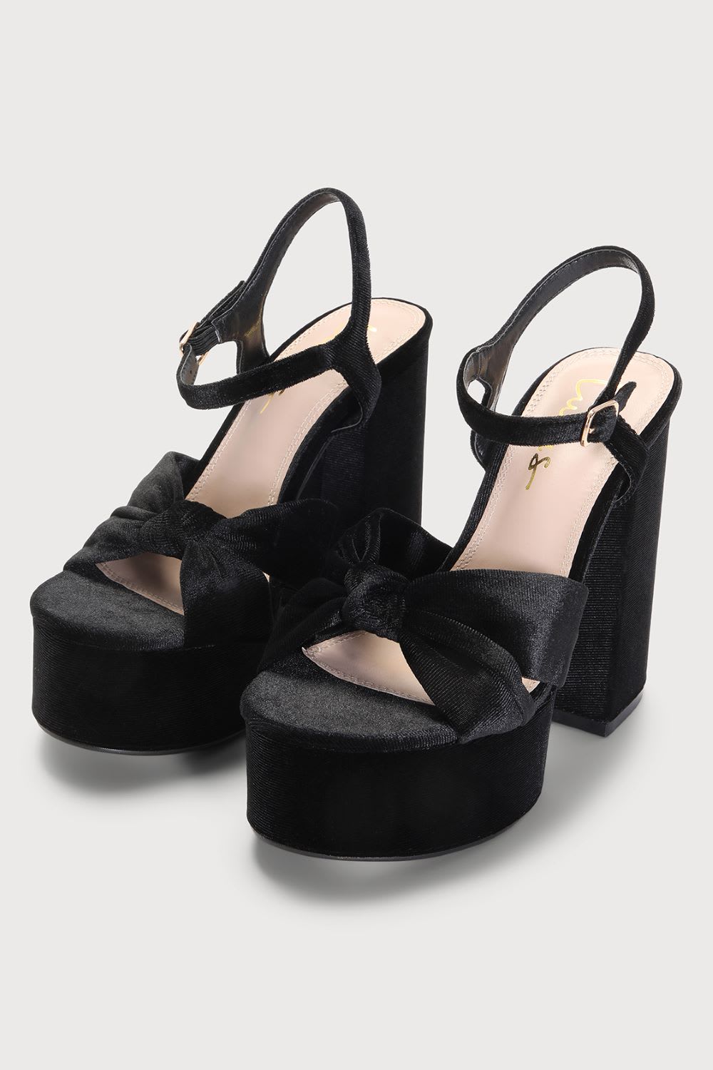 black velvet platform sandals