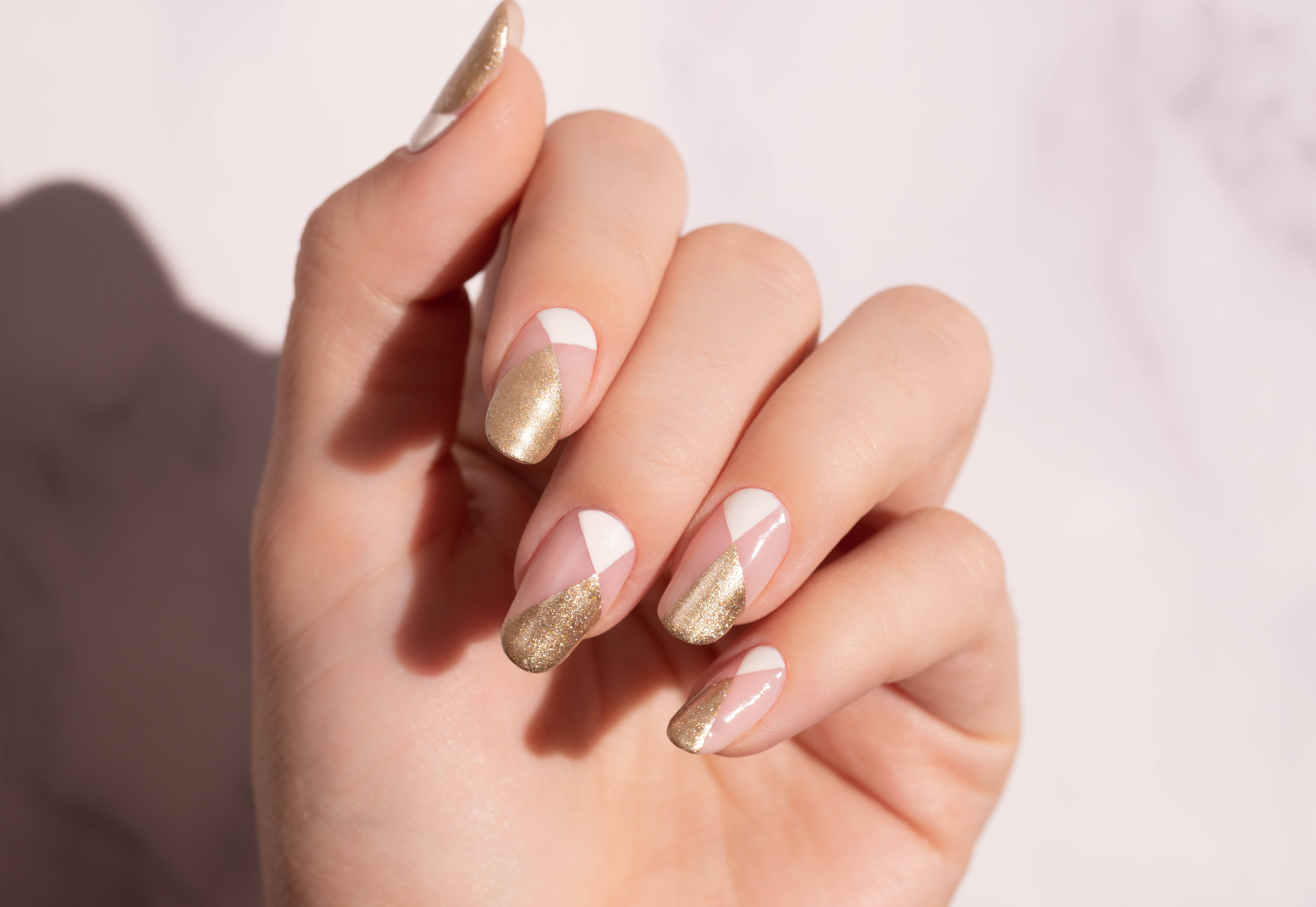 1. White and Gold Geometric Nail Design for Short Nails - wide 9