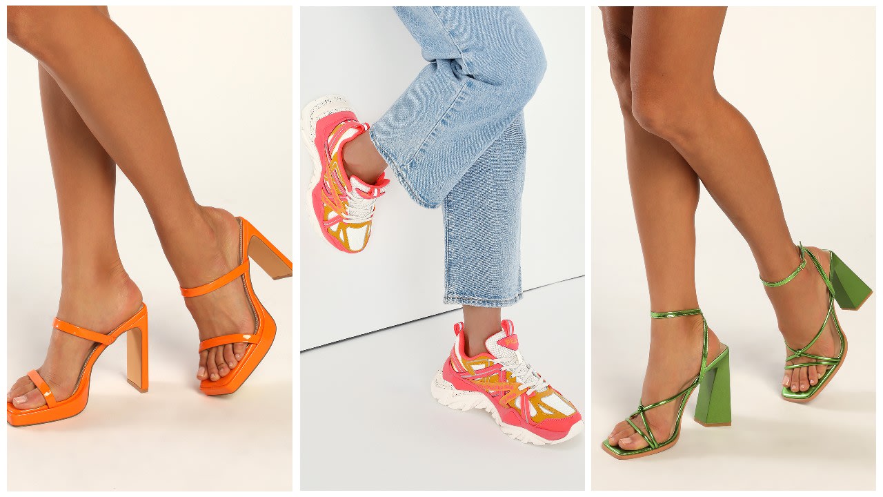 um yes. | Neon high heels, Heels, Chic shoes