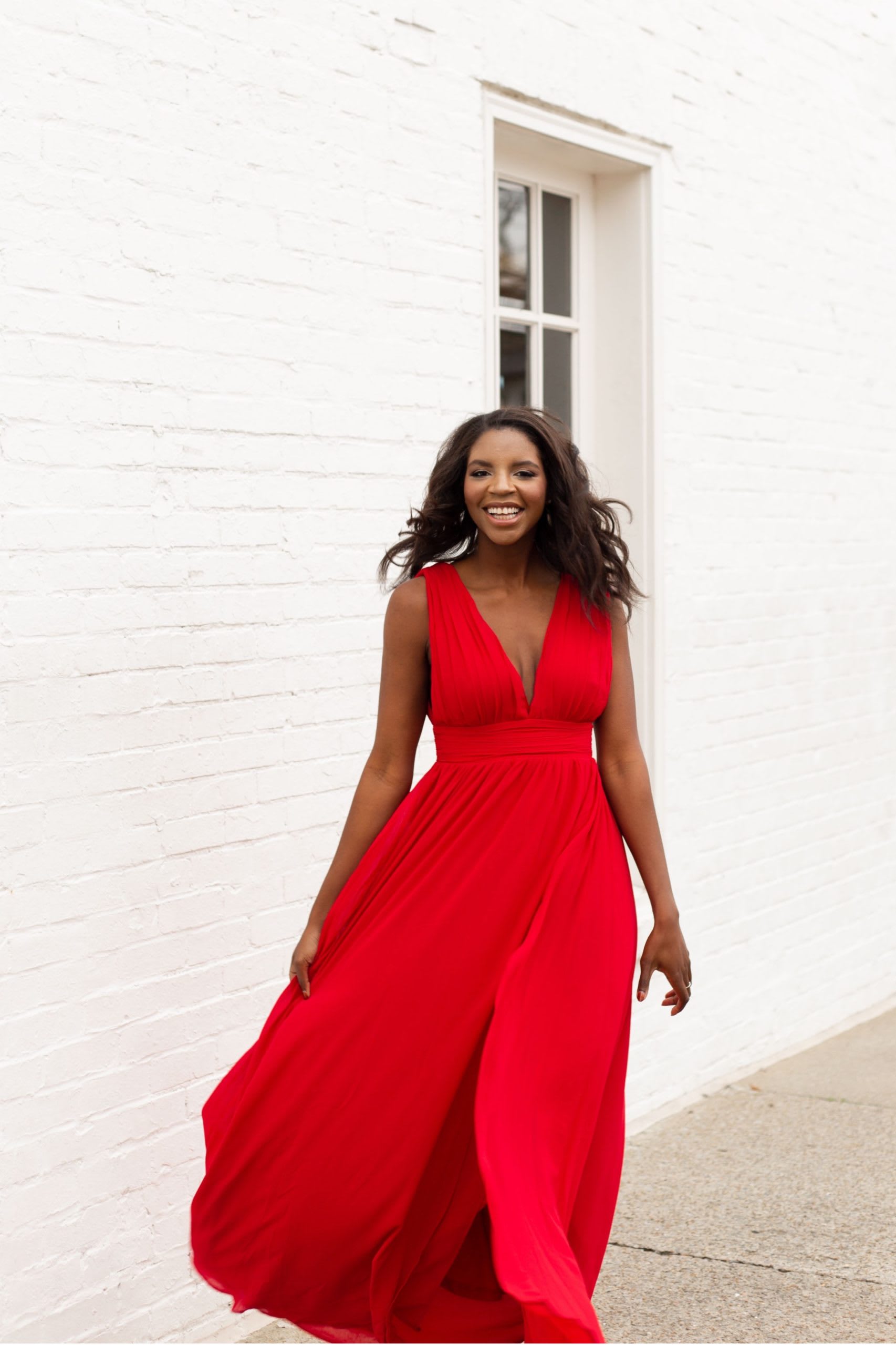 red maxi dress