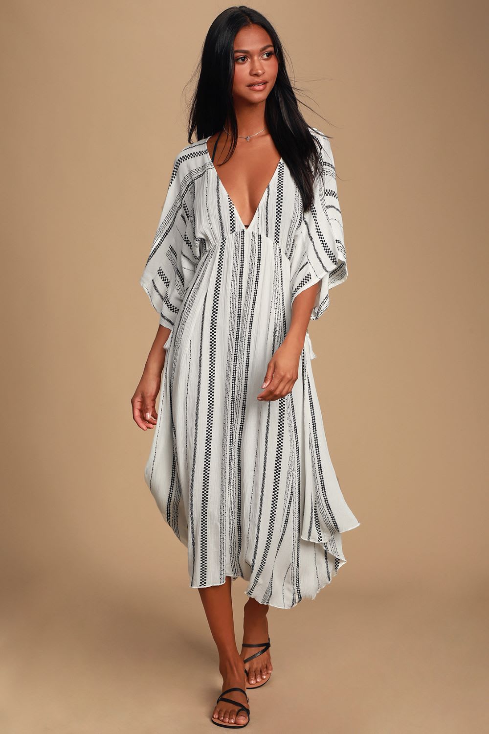 striped caftan swim cover up