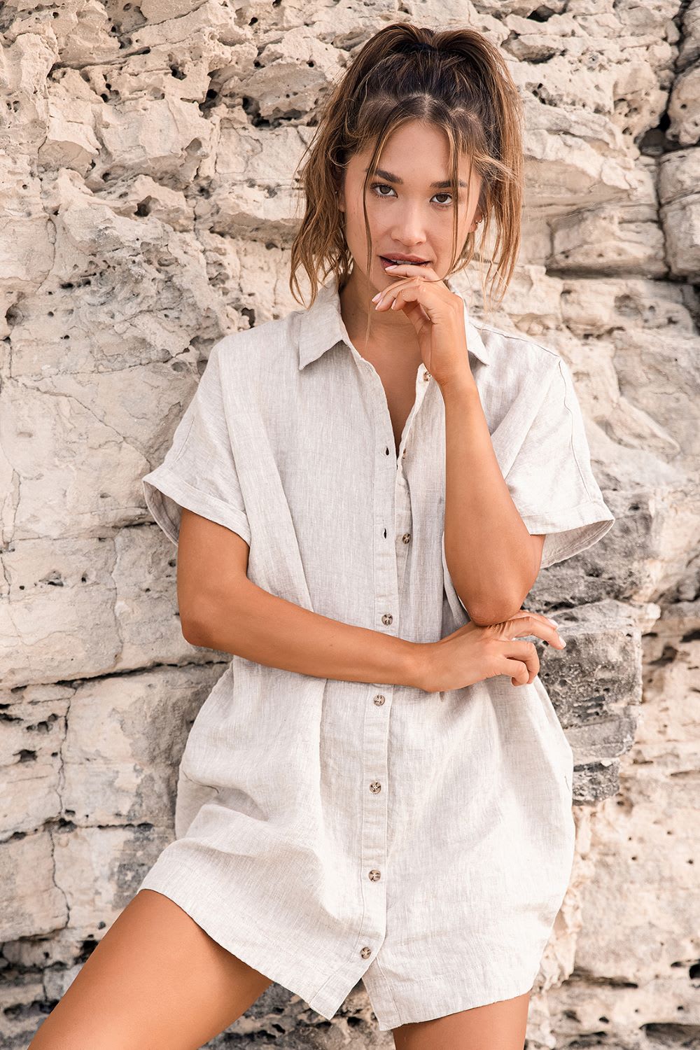 linen shirt dress