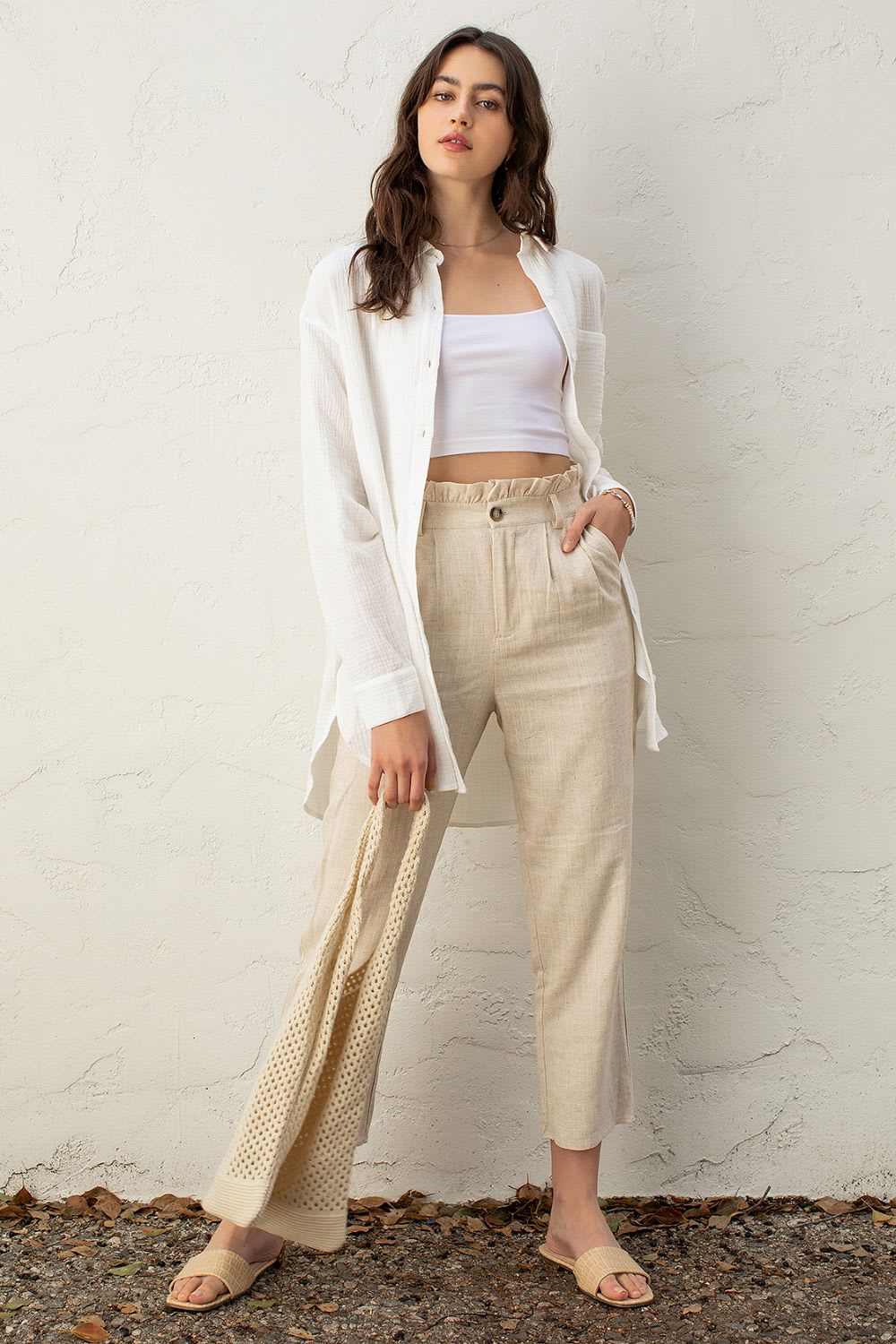 oversized white button up top