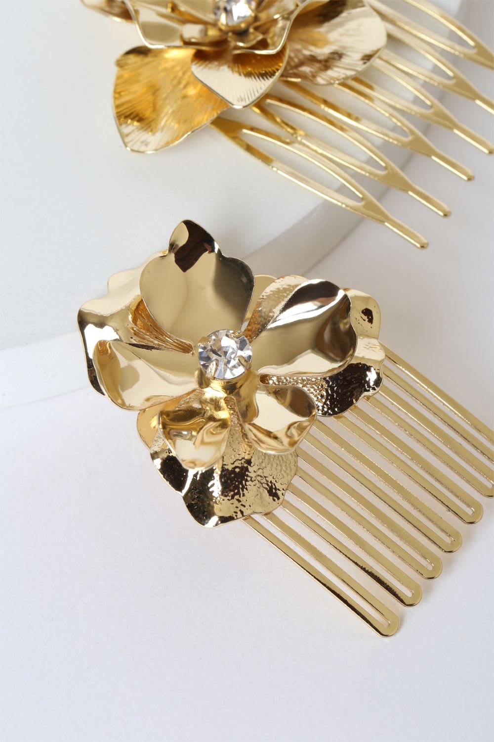 gold rhinestone hair comb set