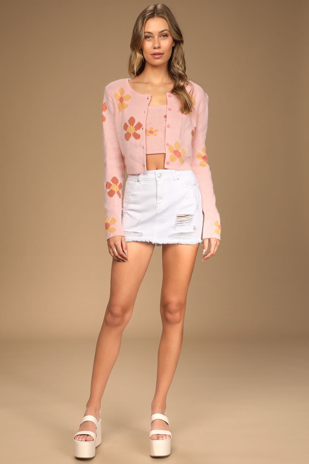 white denim mini skirt