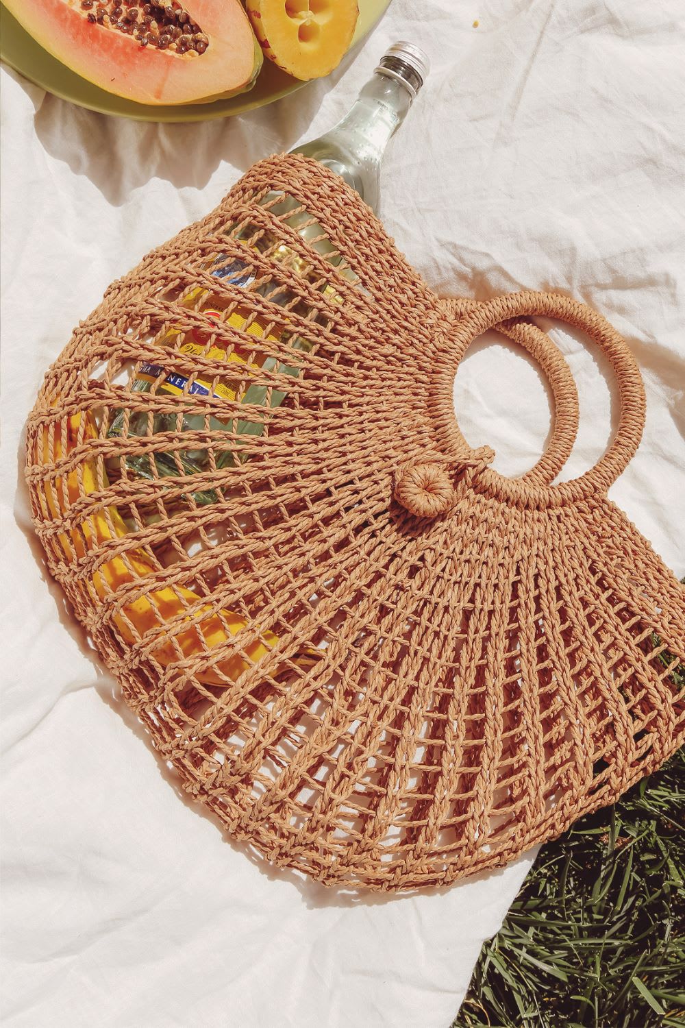tan woven tote