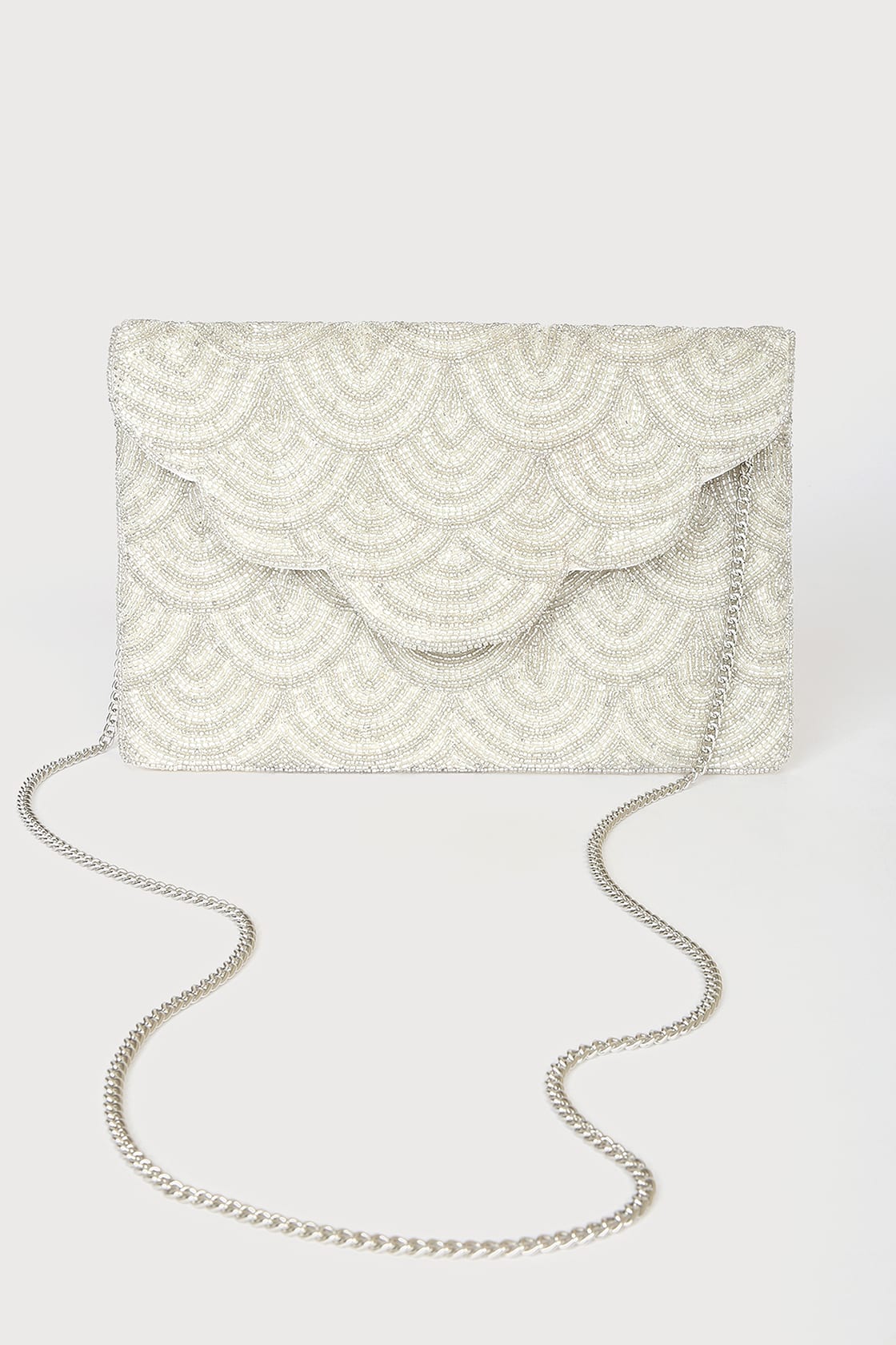 silver beaded clutch