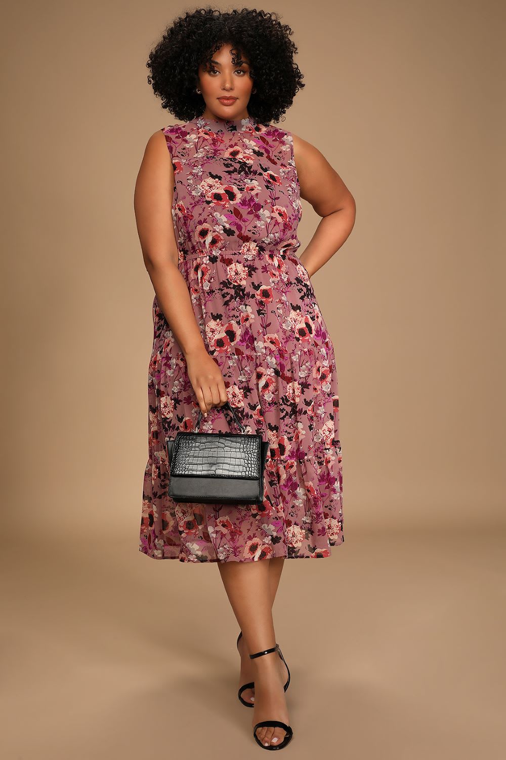 mauve floral print dress