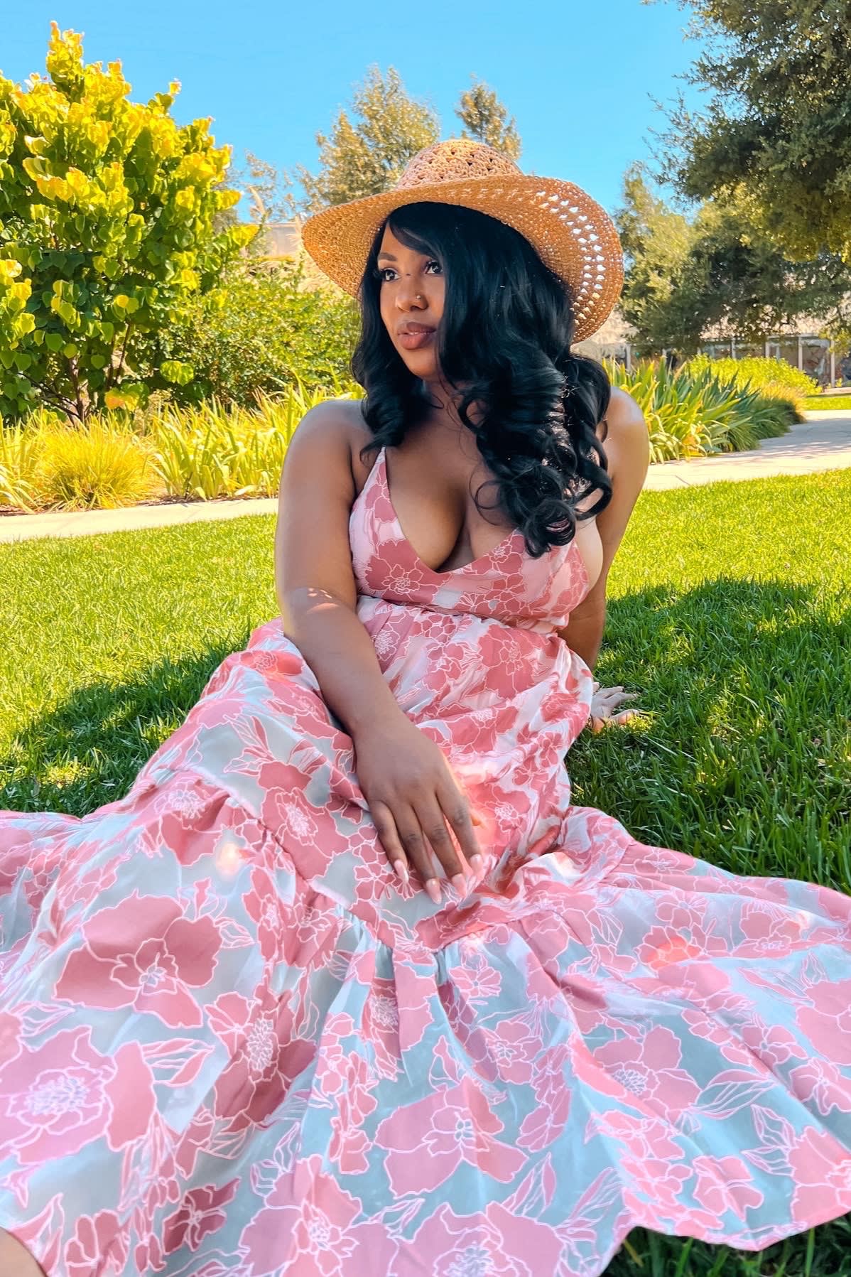 rose jacquard floral midi dress