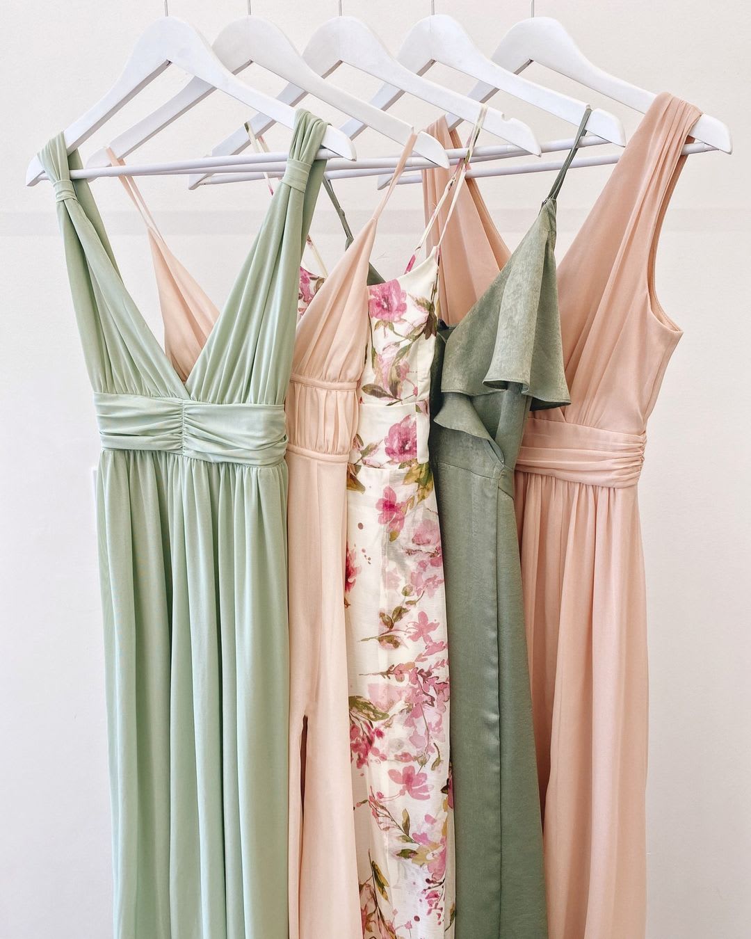 pink and green bridesmaid dresses