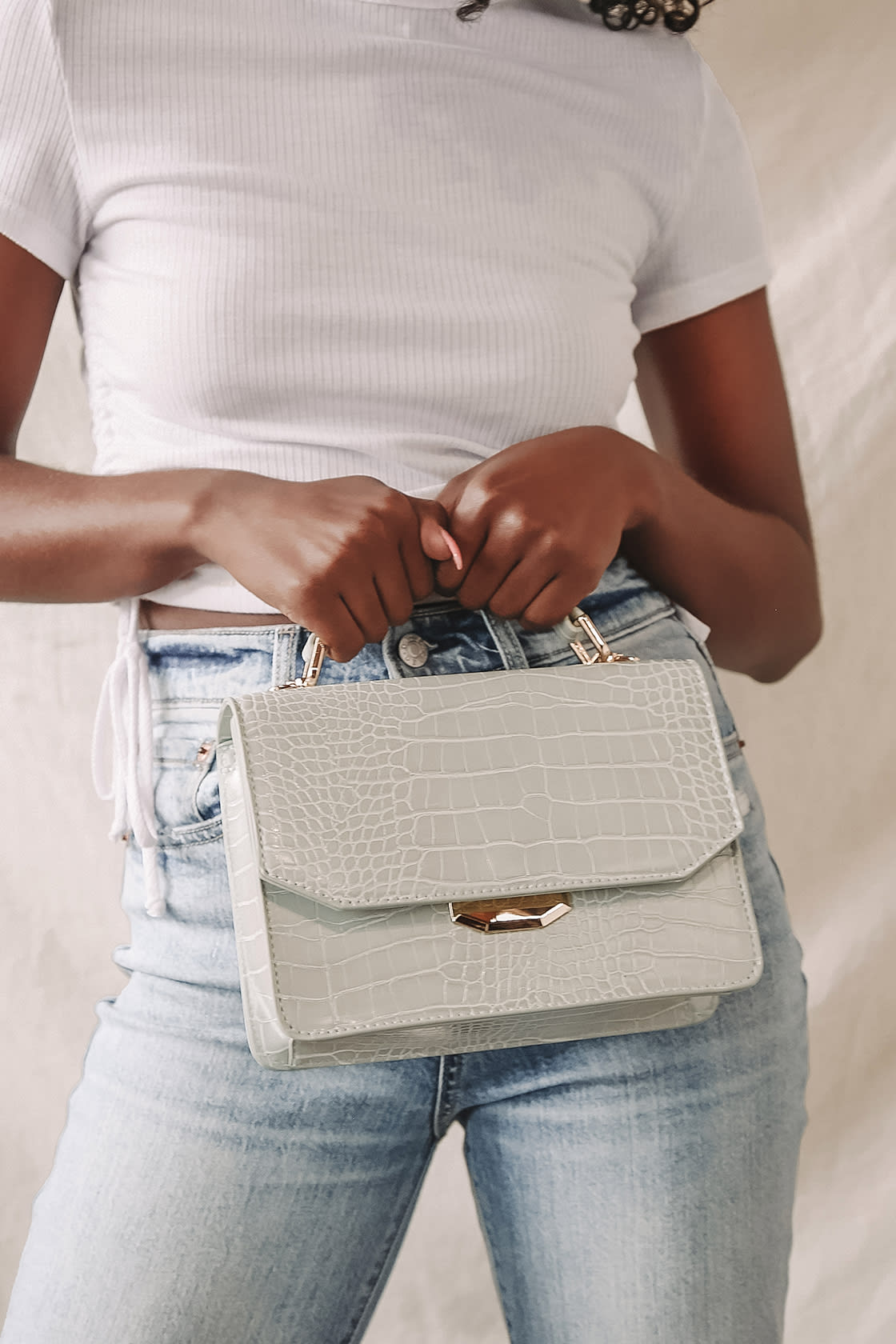 crocodile embossed crossbody bag