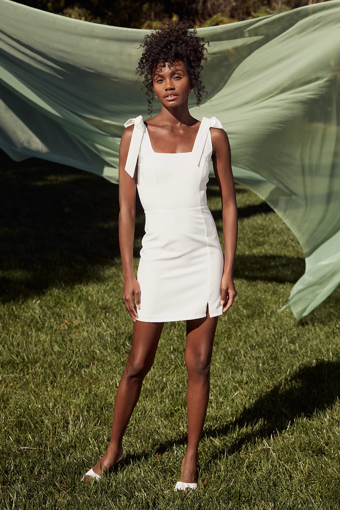 white dress black heels