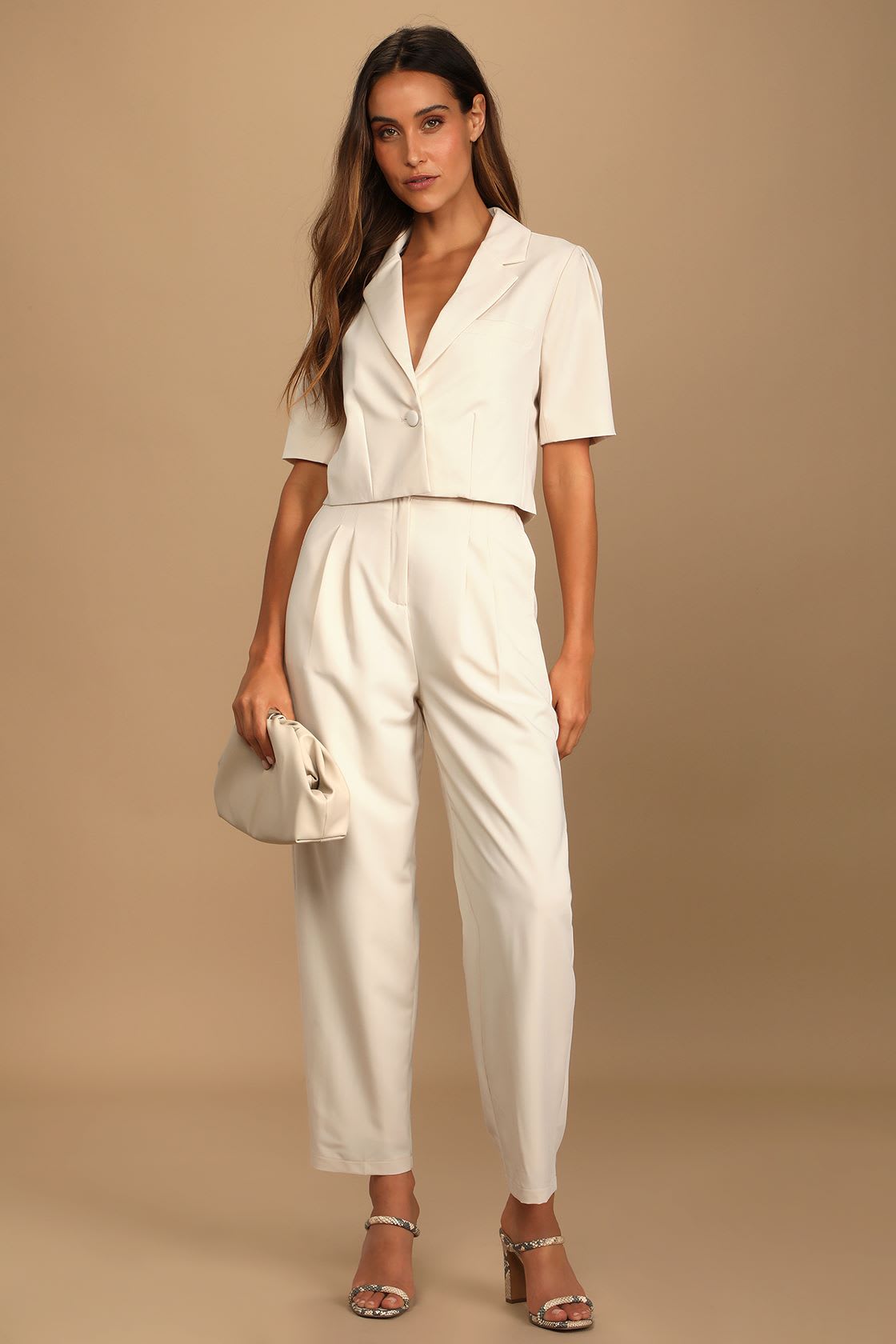 ivory cropped short sleeve lazer