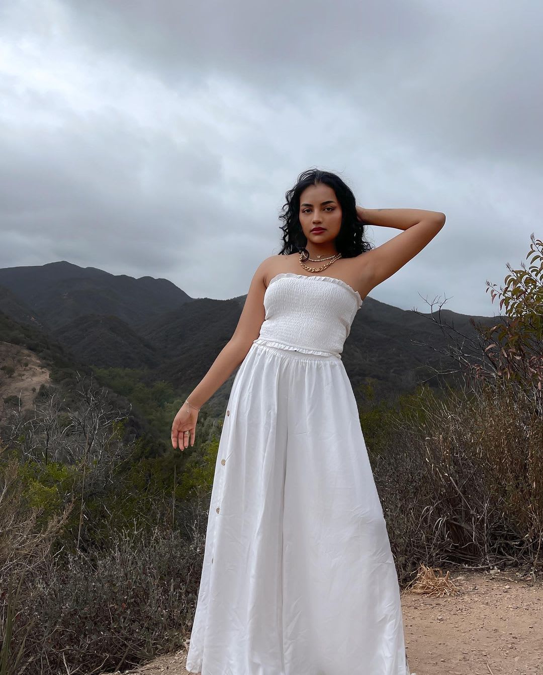 white smocked tube top