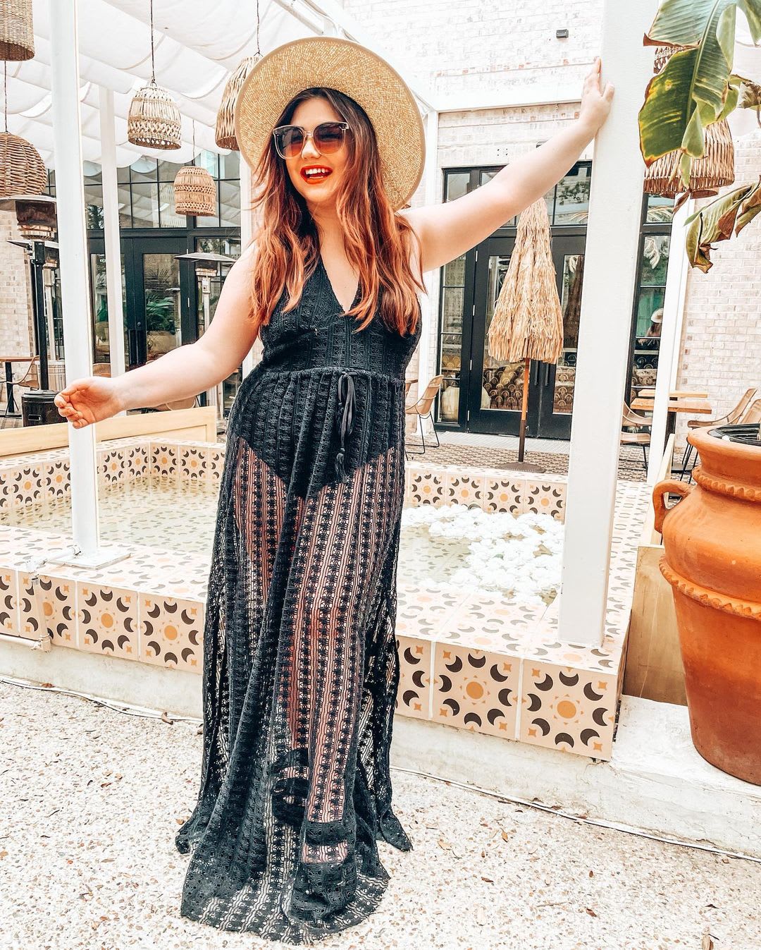 black crochet bodysuit dress