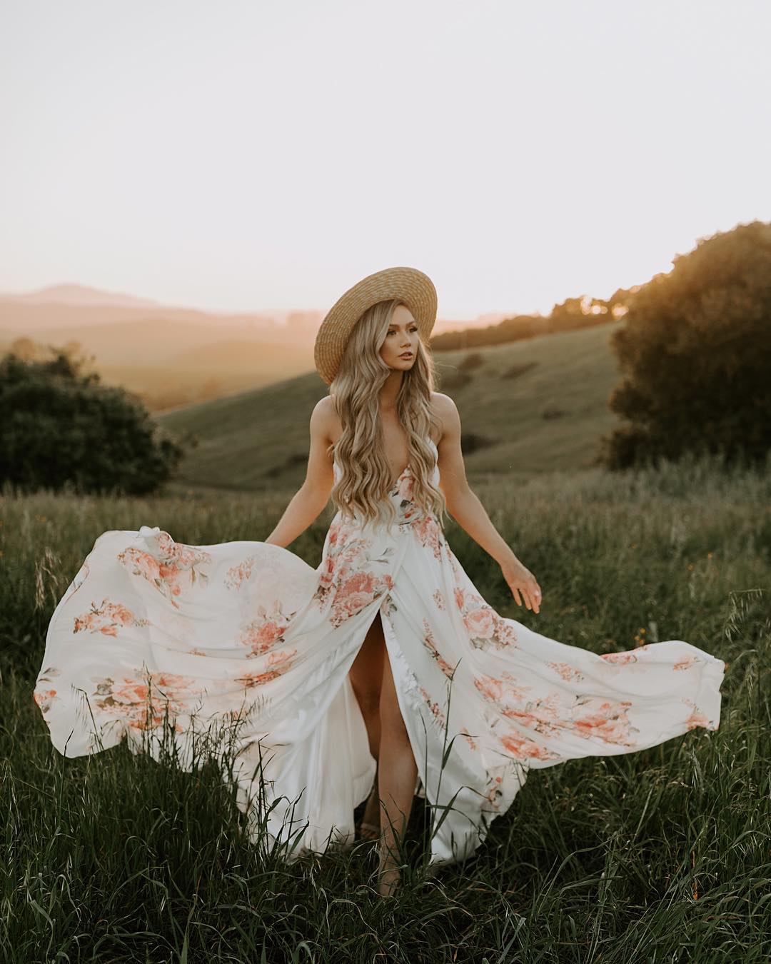 white floral print maxi dress