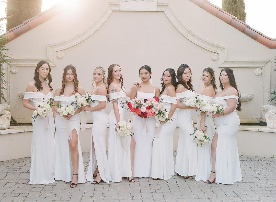 white bridesmaid dresses