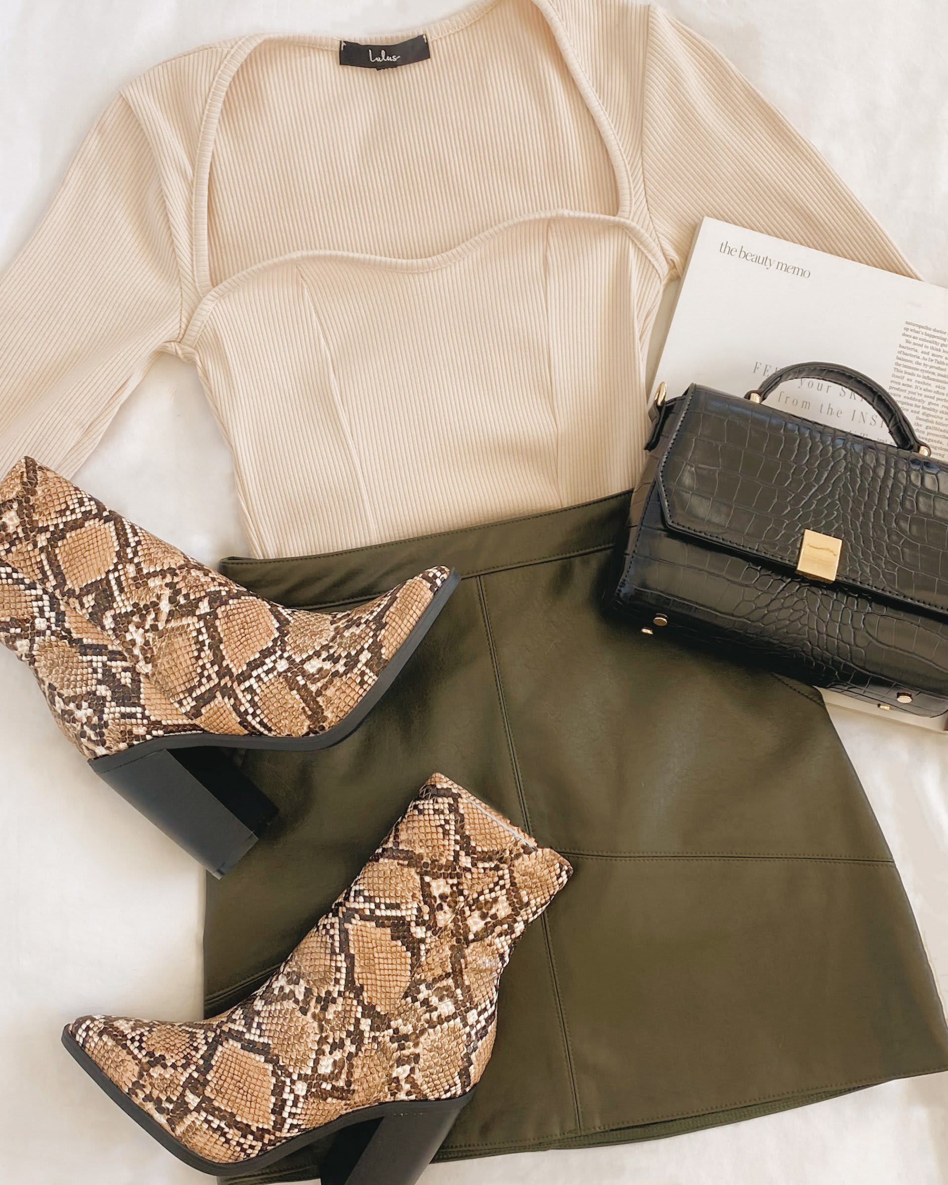 green leather mini skirt