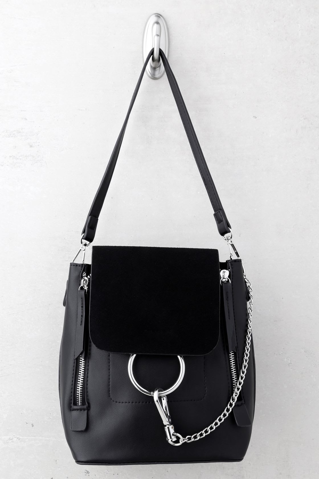 black vegan leather backpack