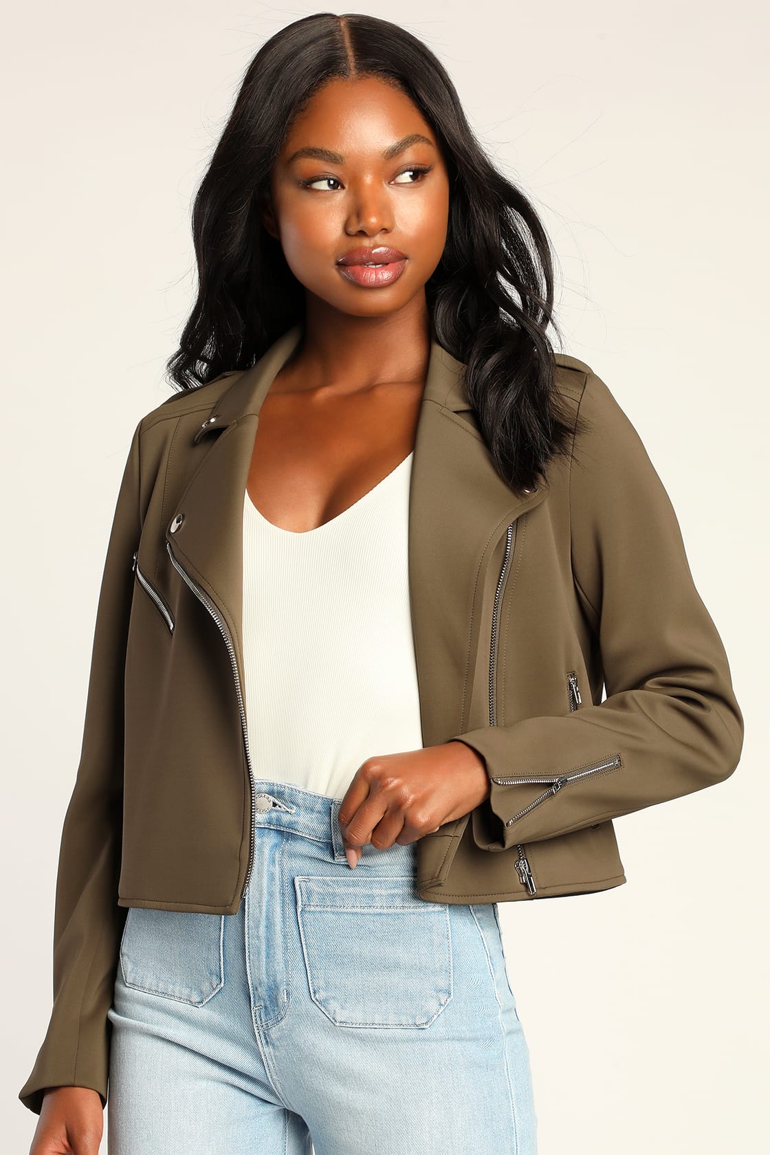 green moto jacket