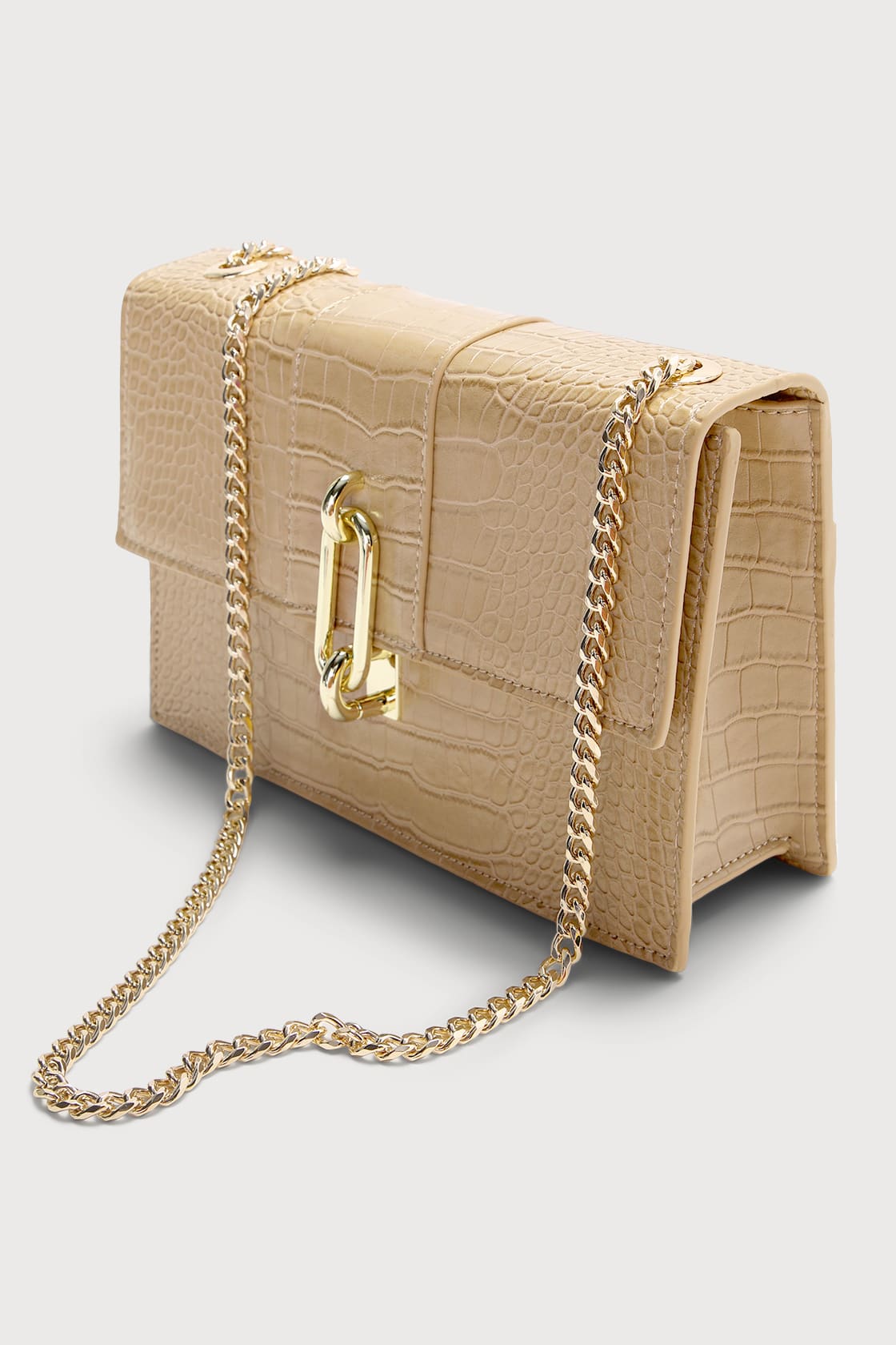 nude croc embossed crossbody bag
