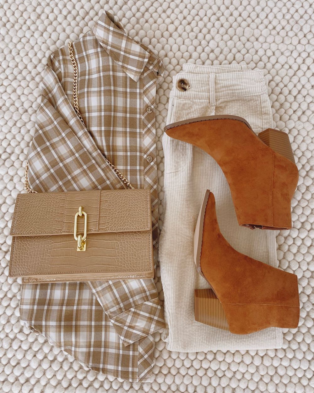 plaid button up top