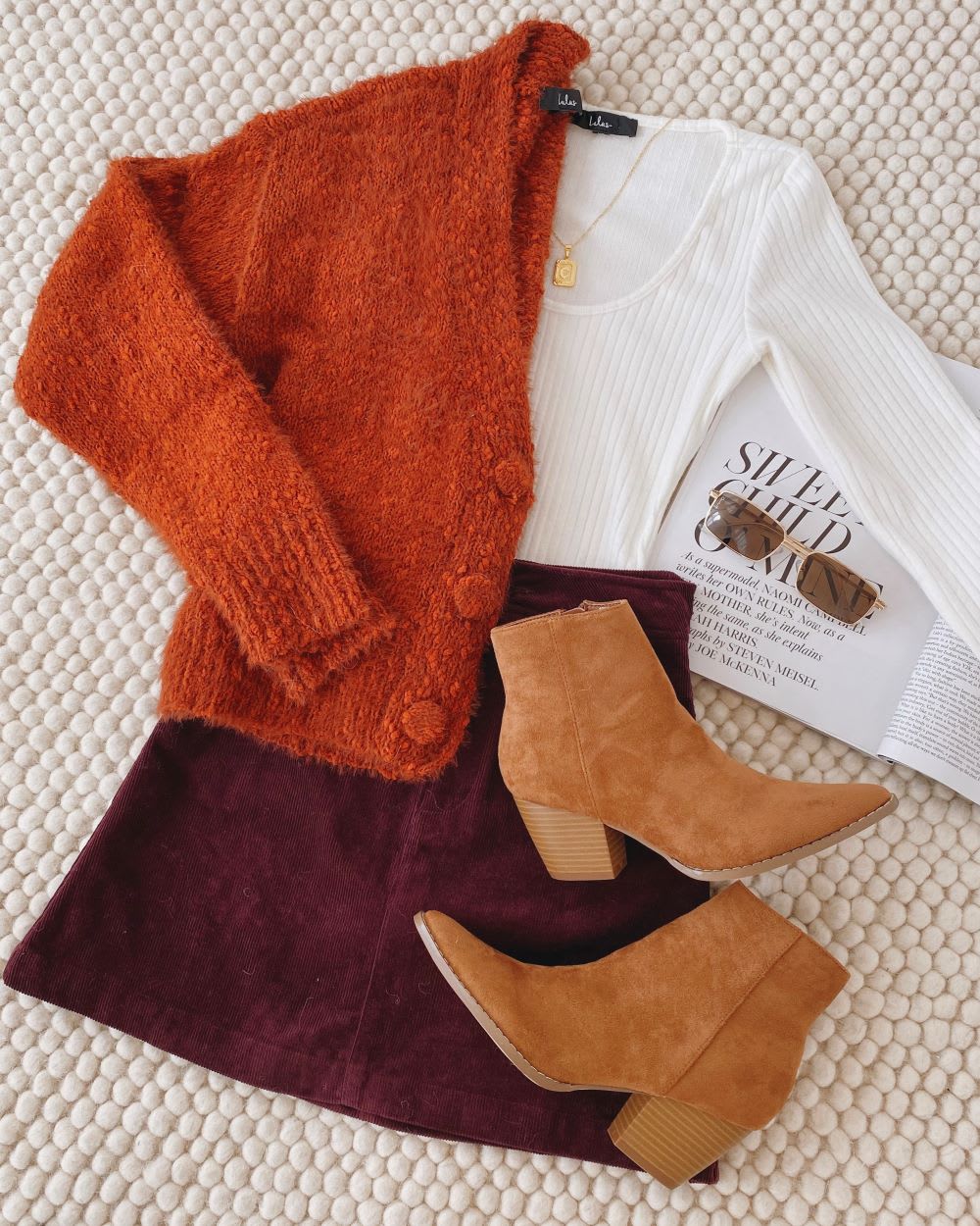 fall skirt outfit