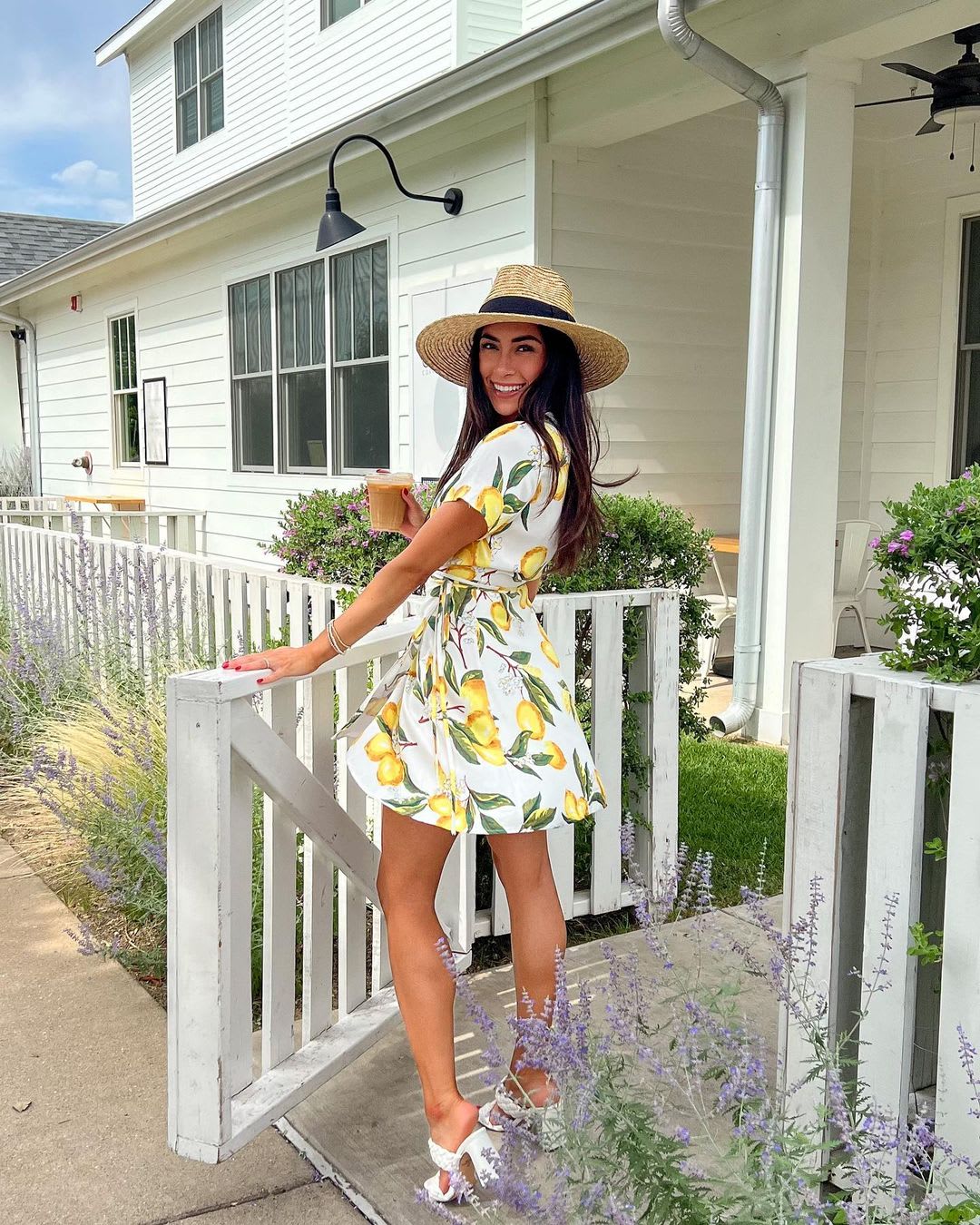 lemon print wrap dress